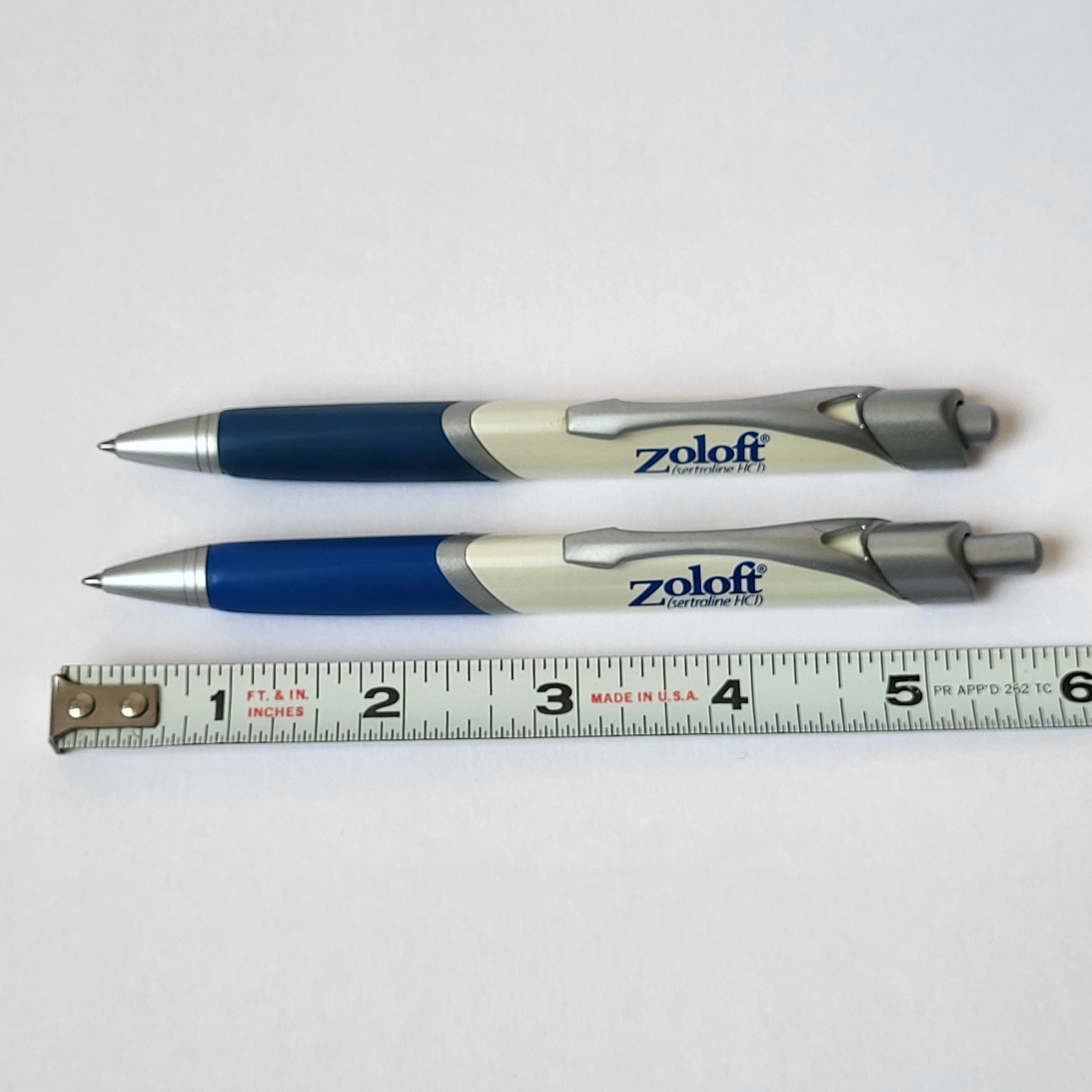 Zoloft Triangular Metal Pens (2) Drug Rep Pharma RX Promo Advertise Collectibles
