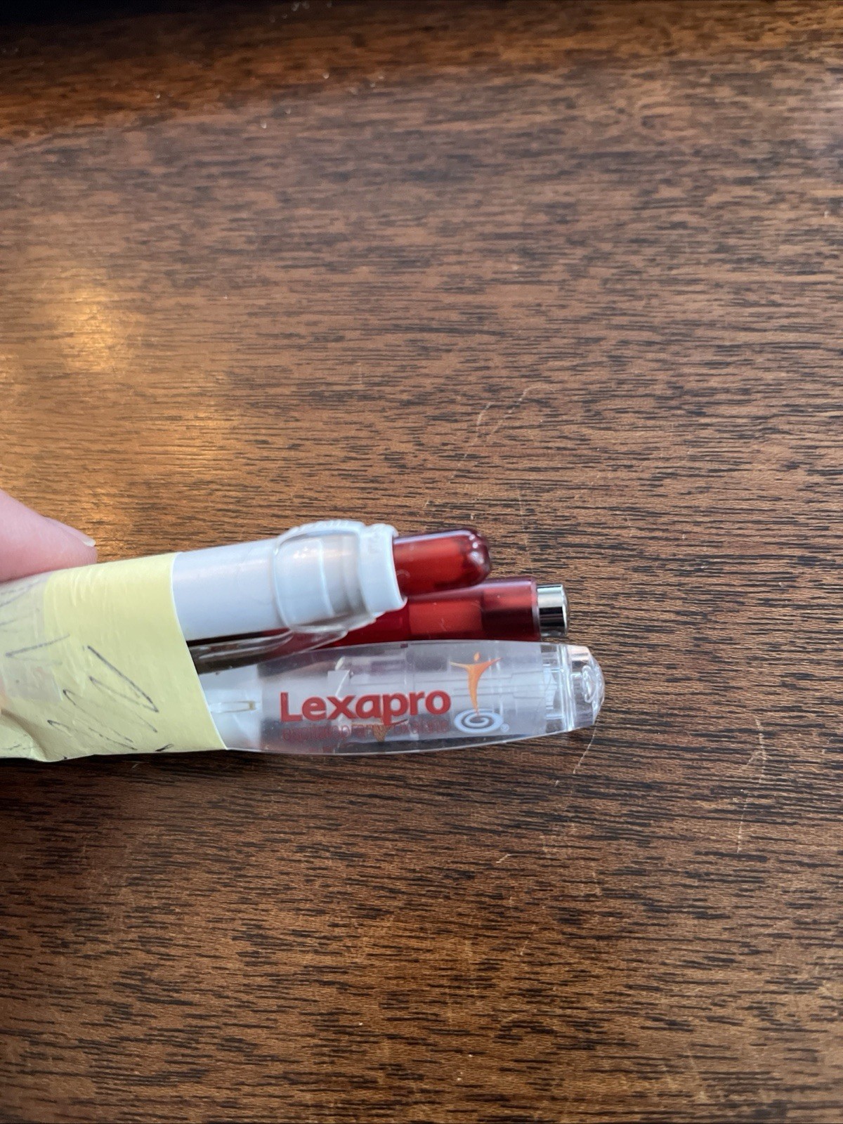 Lot of 3 Lexapro Medical Drug Rep Pharmaceutical Pens Red Grip White Gold Forest