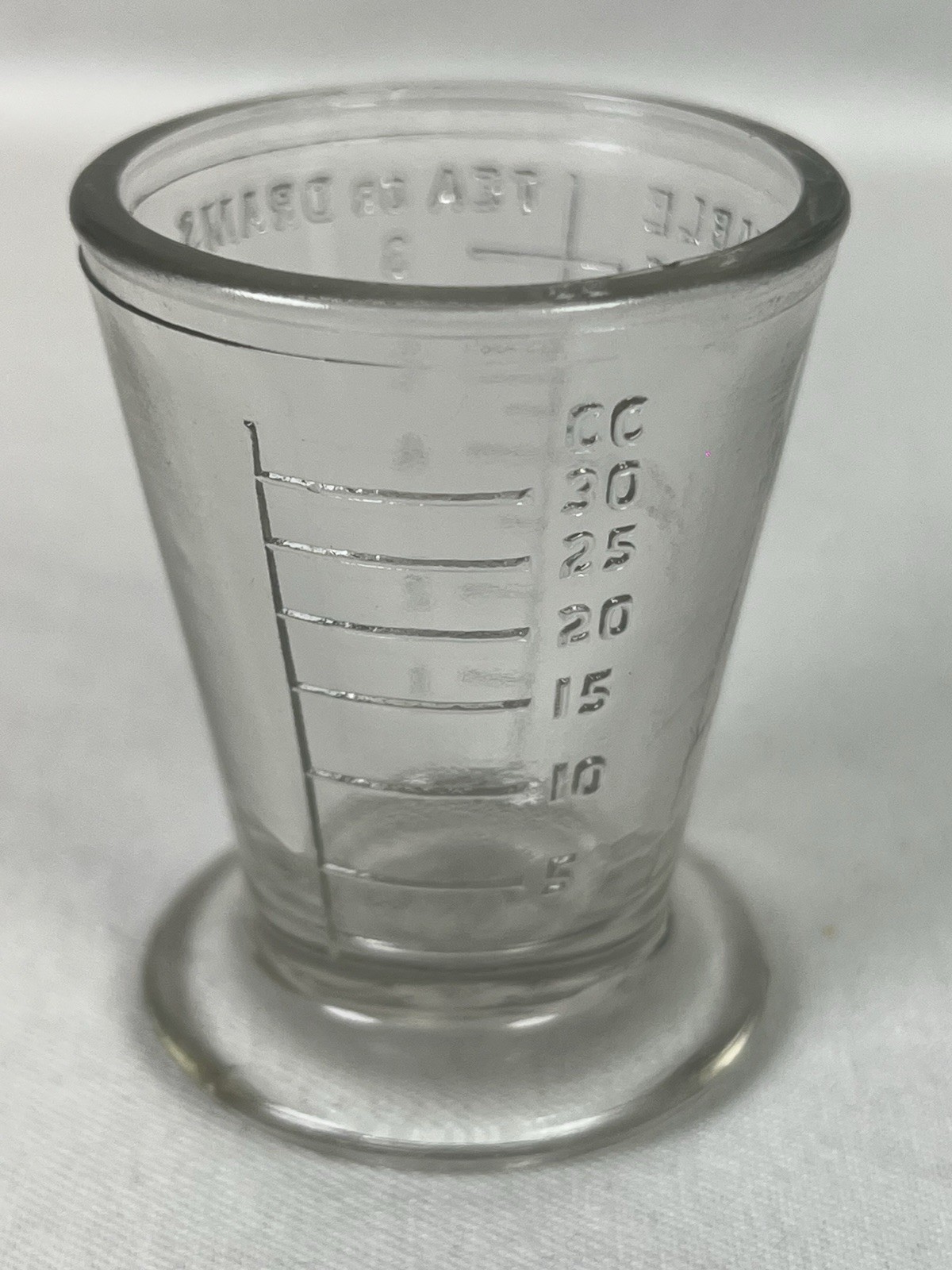 Armstrong Cork De Luxe Medicine Glass Measuring CCs Drams Teaspoon Tablespoon