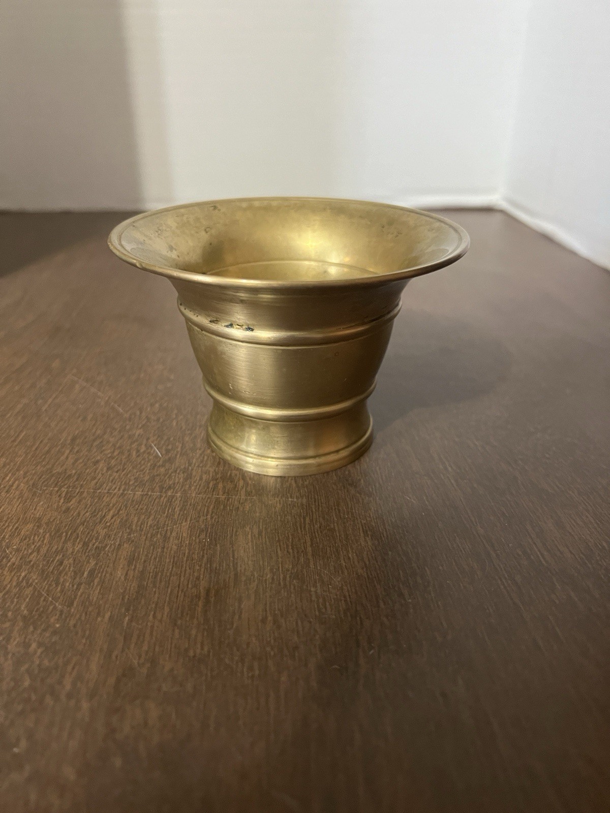 Small Vintage brass mortar base Only Roughly 3″ Tall