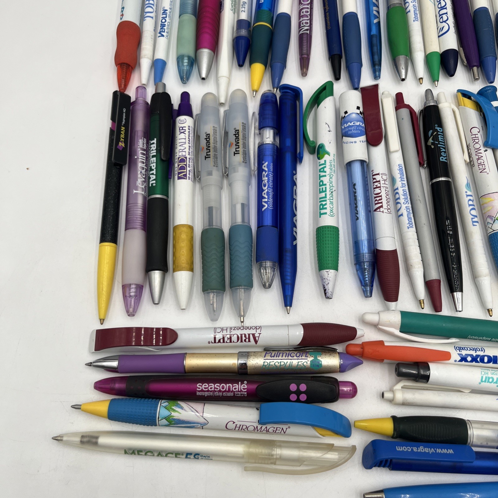 Lot of 76 Pharmaceutical Drug Rep Pens – Mixed Brands Promo Advertising Bulk