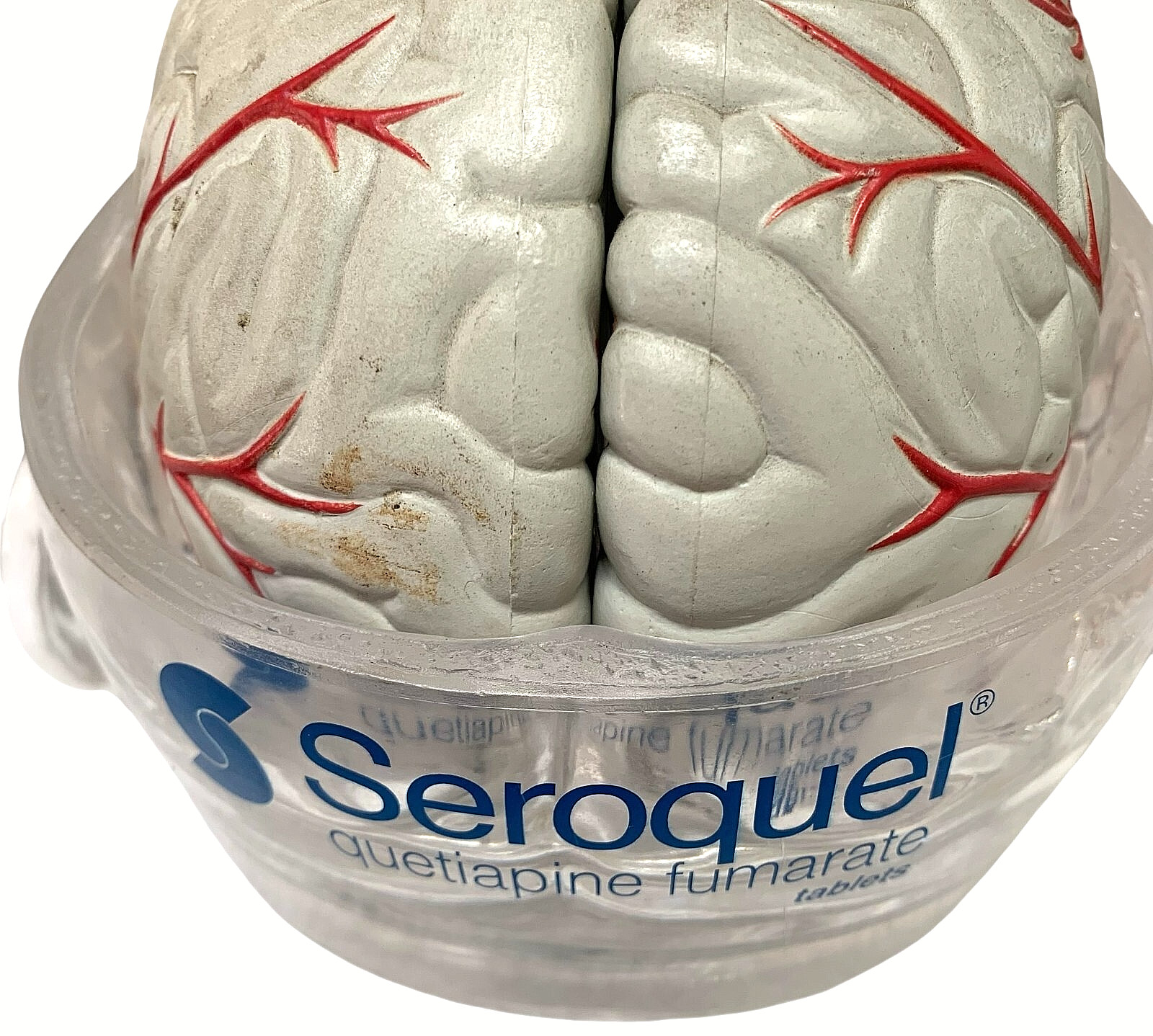 Vintage Seroquel Head Brain Anatomy Pharma Design Sales Display Removable Brain