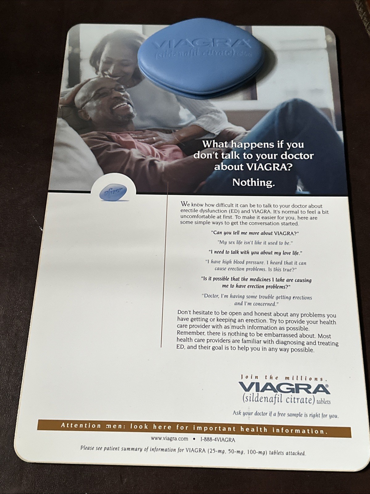 VIAGRA Pharmaceutical Drug Rep Advertising Blue Frosted Plastic Clipboard Rare