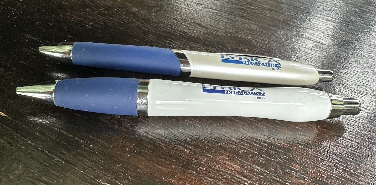 Lyrica Pfizer Metal Drug Rep Pharmaceutical Promo Advertising Pens Lot Of 2