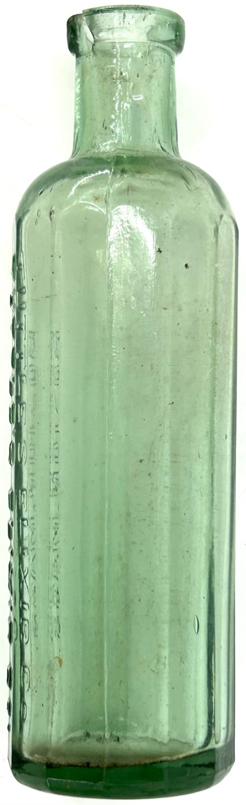 🔥TUTTLE’S ELIXIR🔥 EMPTY Medicine *12-sided* Boston Pharmacy Aqua Glass Bottle