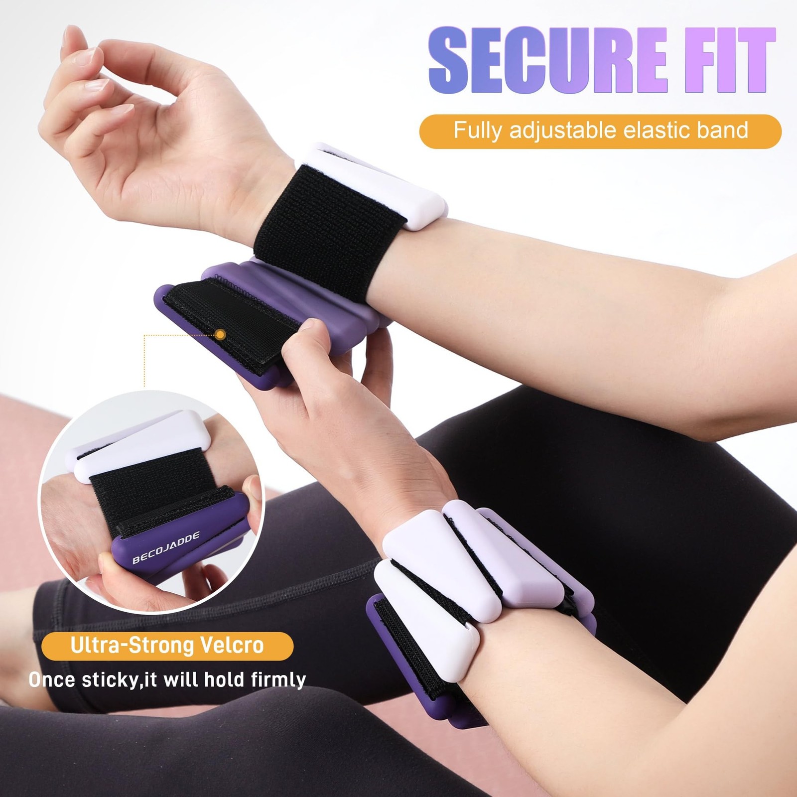 BECOJADDE Ankle Weights for Women Wrist Weights Set of 2 (1 lb/2 lb Each) Adj…