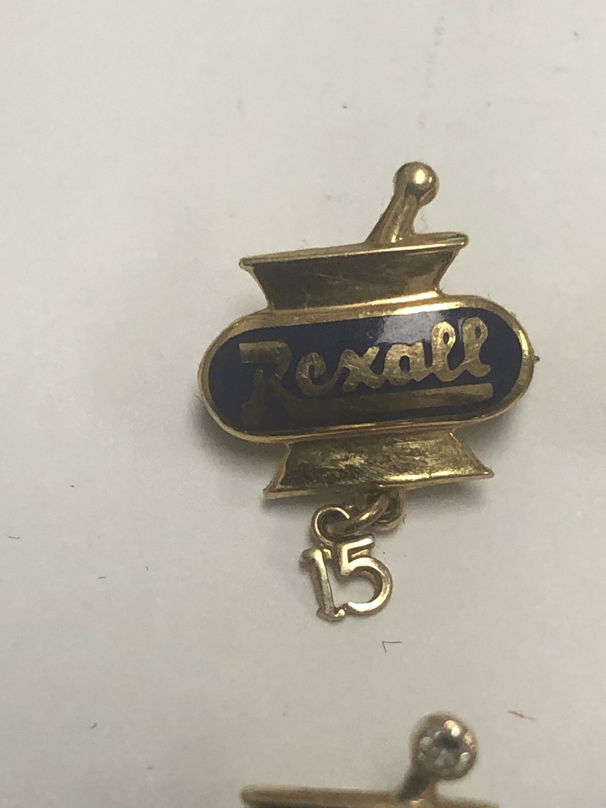 VINTAGE REXALL DRUG SET OF FOUR 14k YELLOW GOLD PINS – 15, 20, 25, 30 YEARS