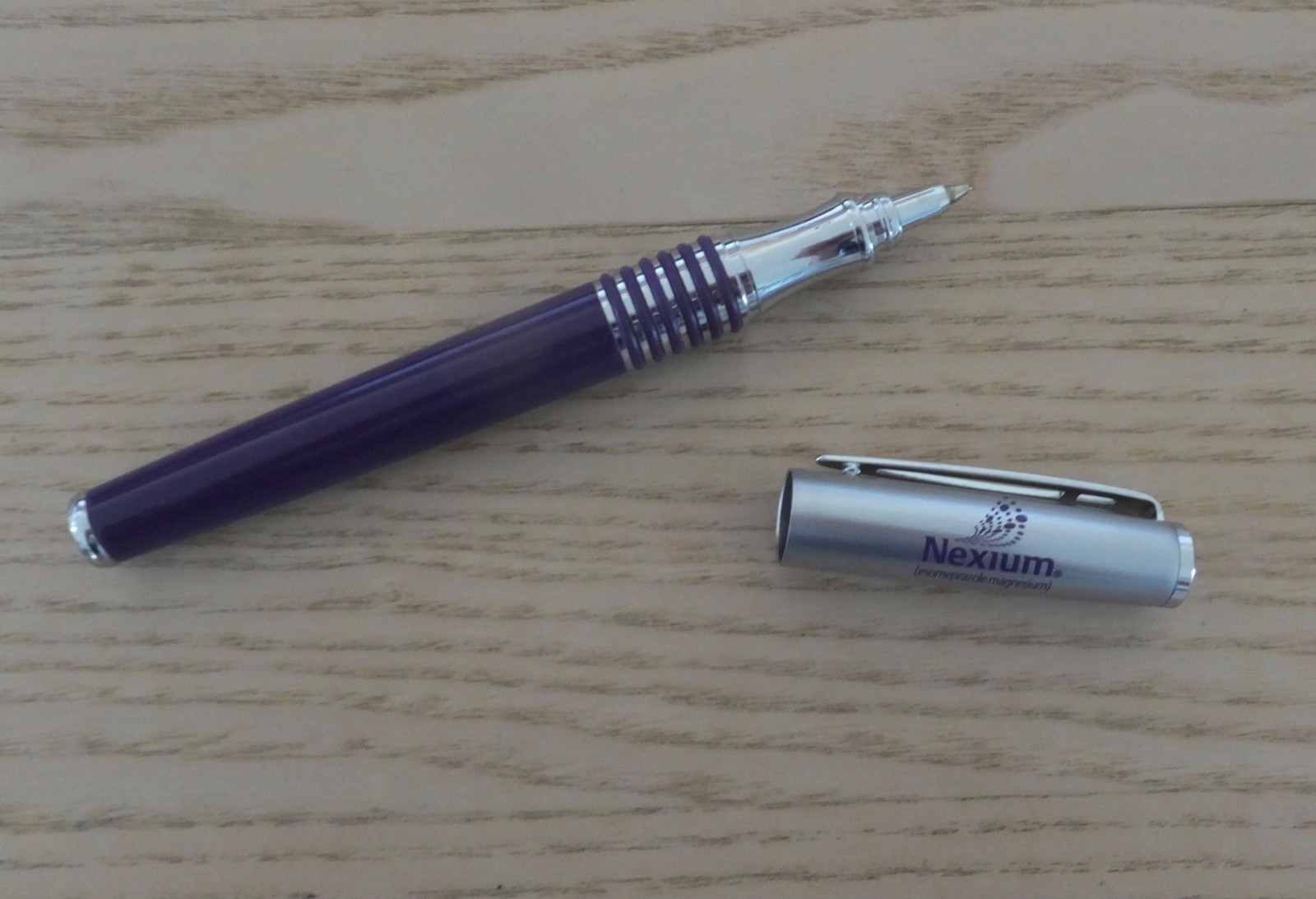 Nexium Pen, Pharmaceutical Drug Rep Item, Heavy Metal Collectible, Purple/Silver