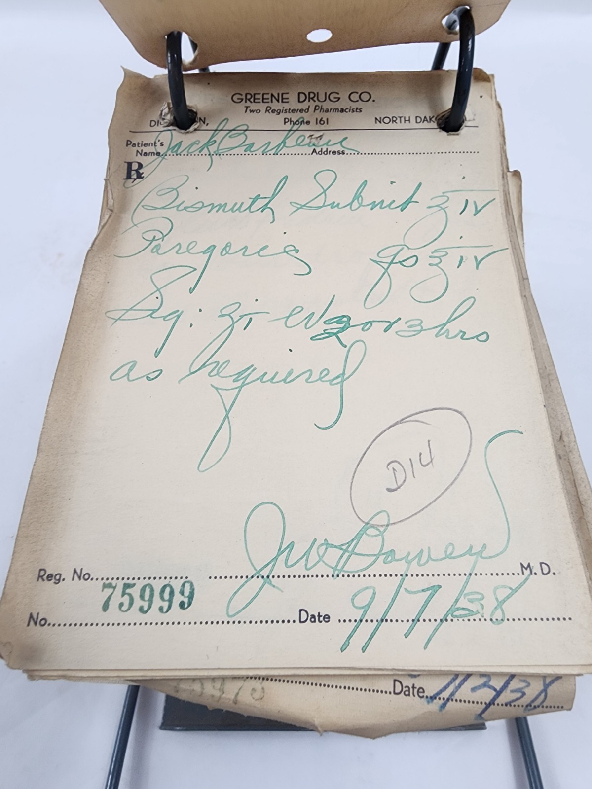 Prescription Atlas Rx Pad Paper Apothecary Druggist Pharmacy Medicine 1938