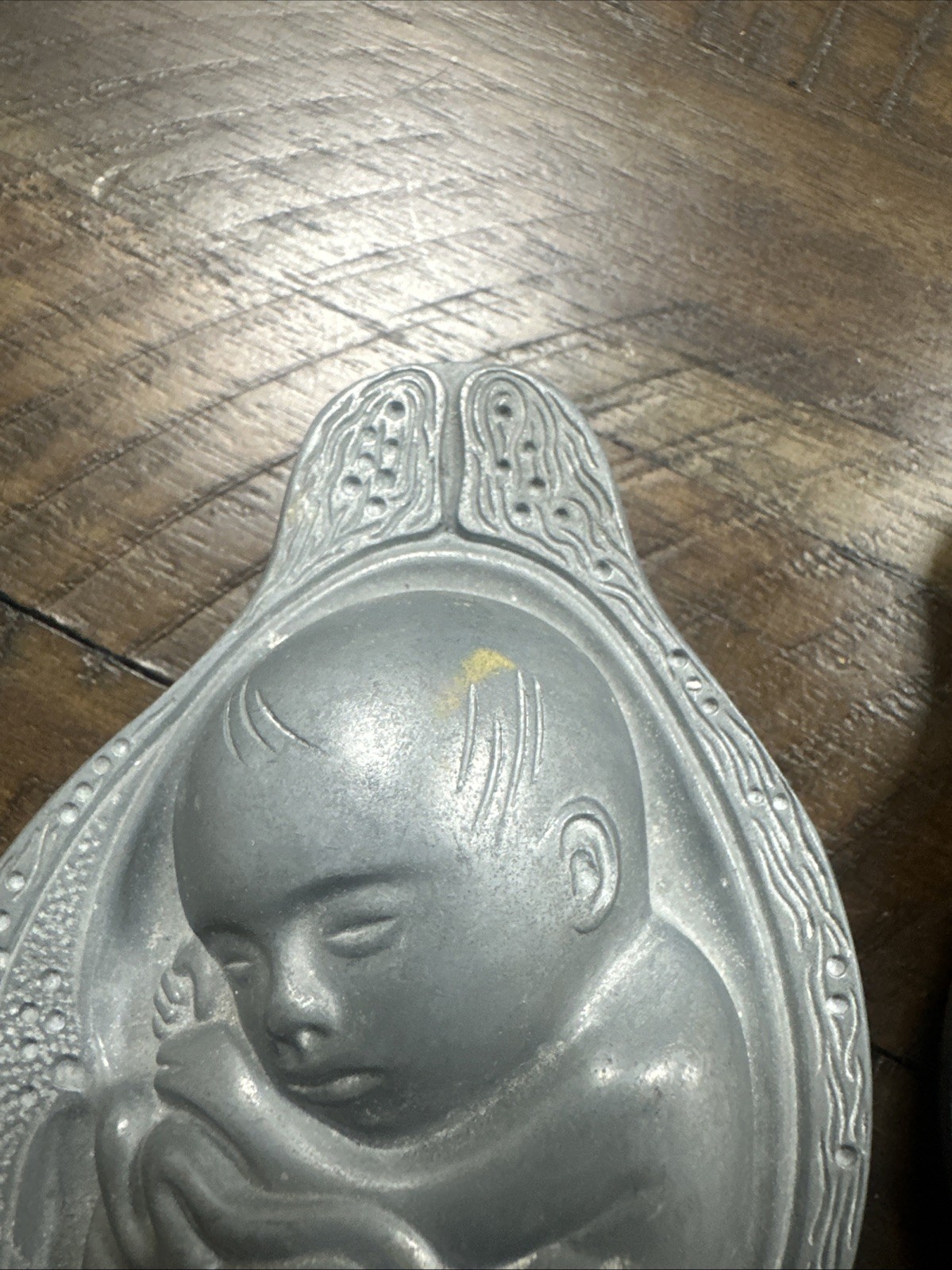 2 Parke-Davis TABRON 1950s Vintage Pharmaceutical Pewter Fetus Paperweight VGC