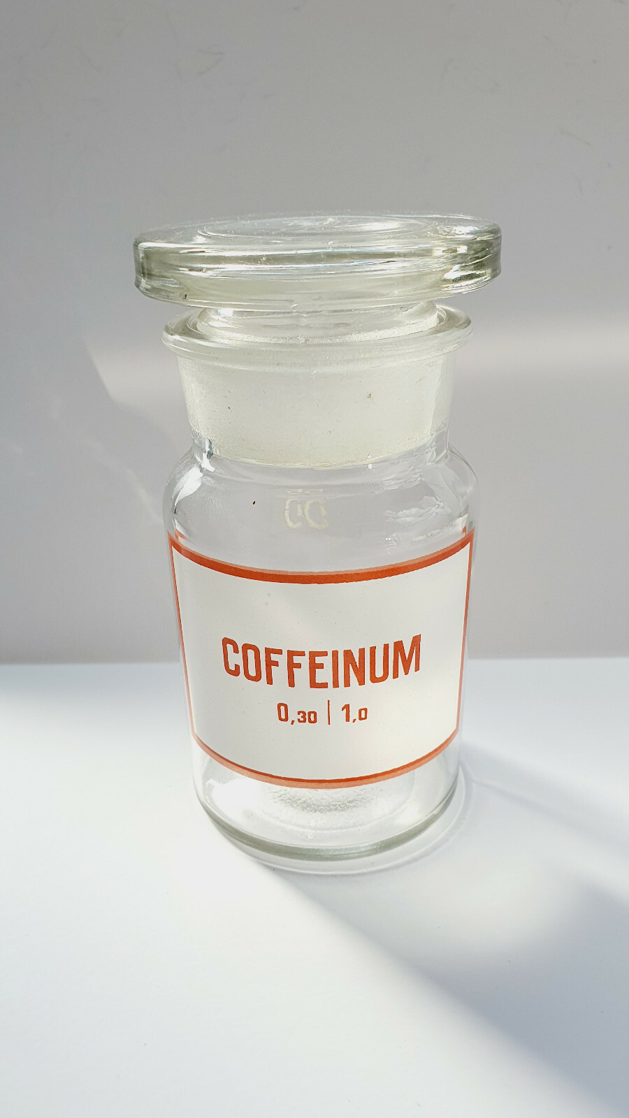 COFFEINUM, Vintage Glass Apothecary Pharmacy Clear Jar, 100 ml, with Cap