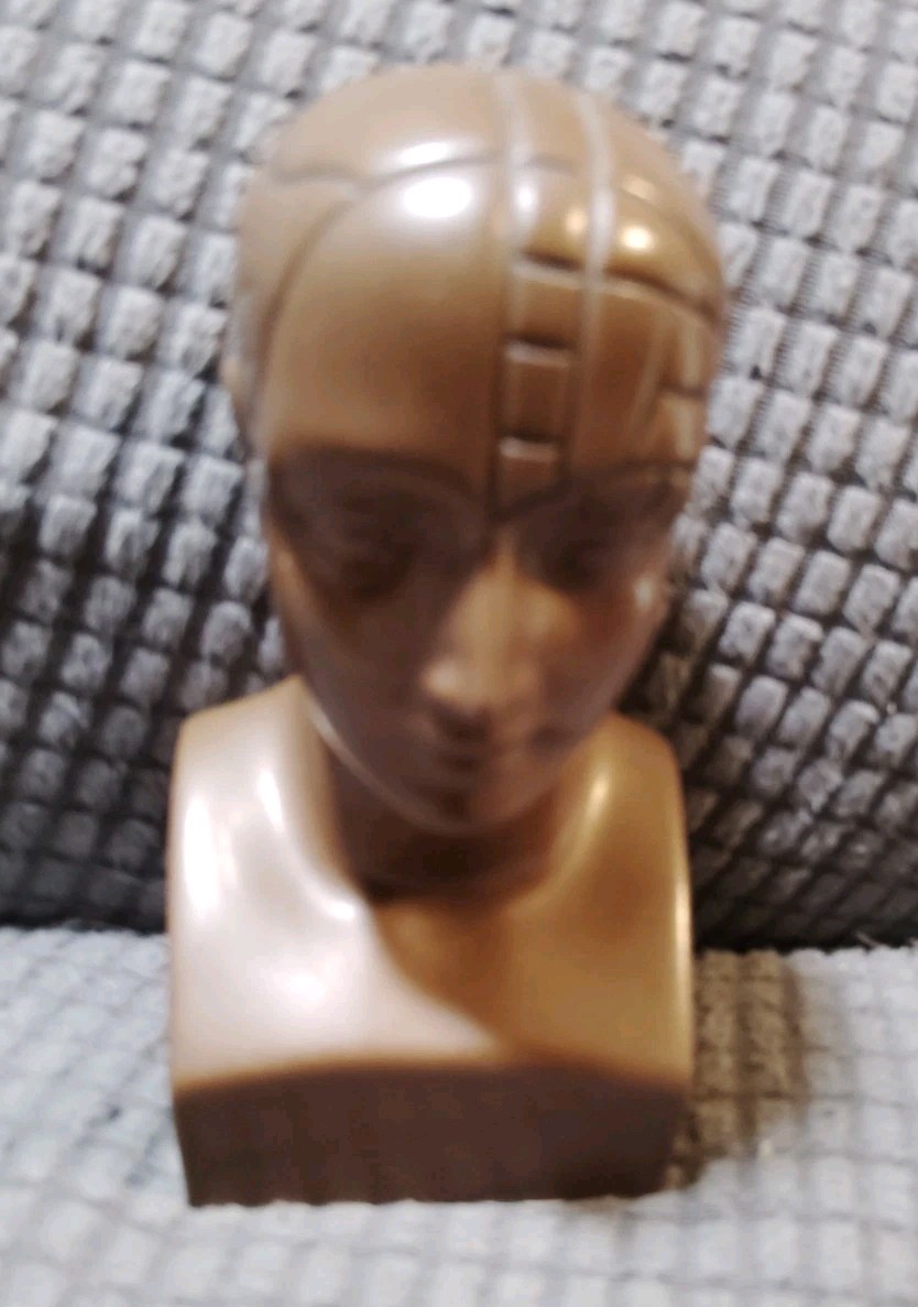 Vintage Paxipam Phrenology Bust, Medical Advertising Paperweight 4-3/8” x 2.4”
