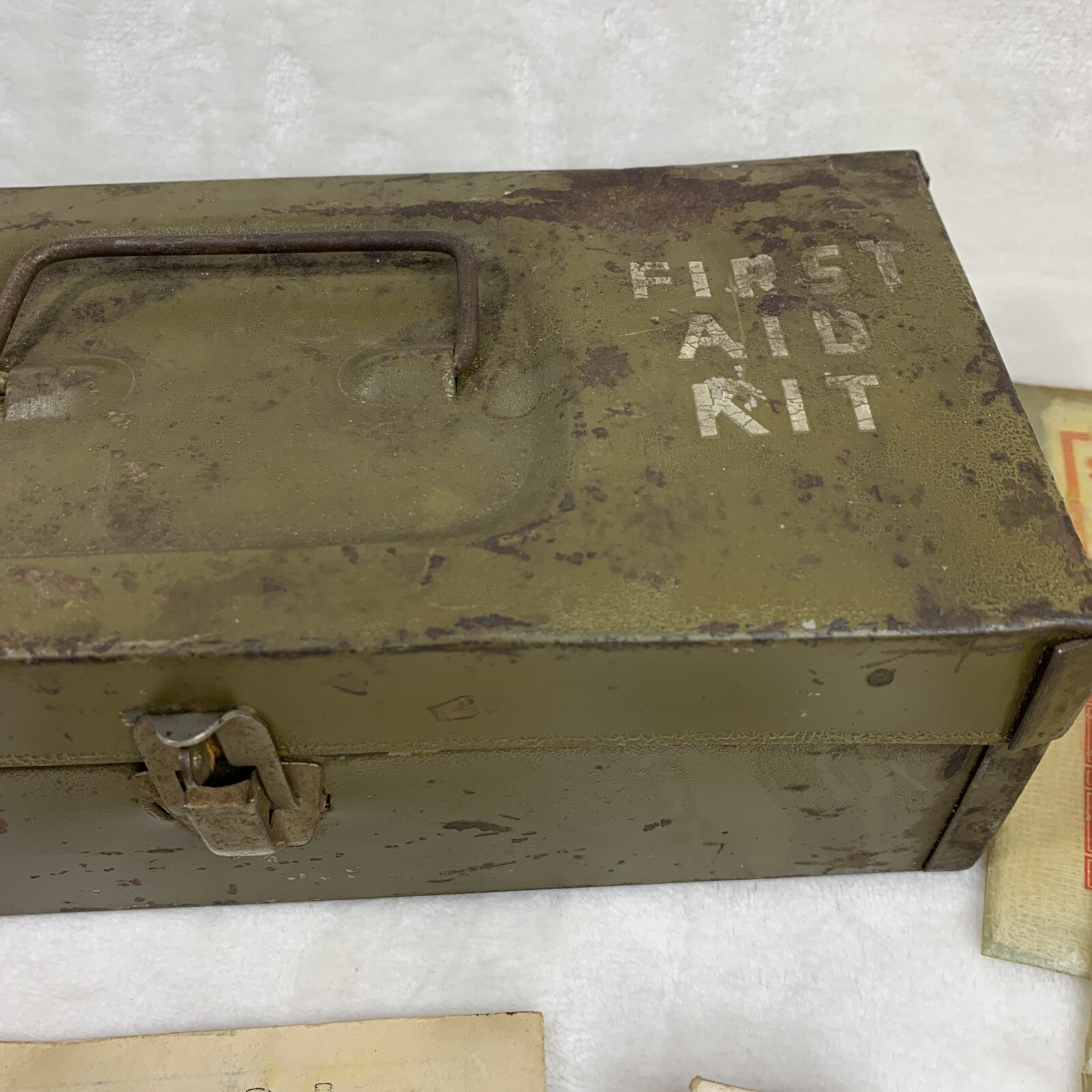 Vintage Medical First Aid Box Kit Green Metal Anahist Acme Johnson Mercurochrome