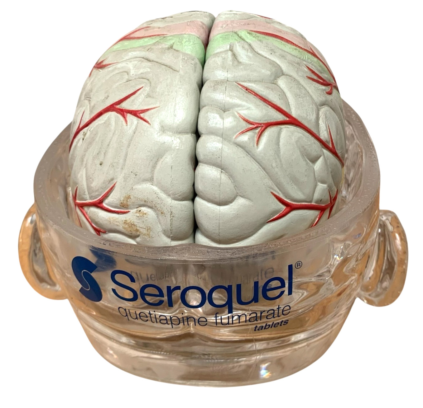Vintage Seroquel Head Brain Anatomy Pharma Design Sales Display Removable Brain