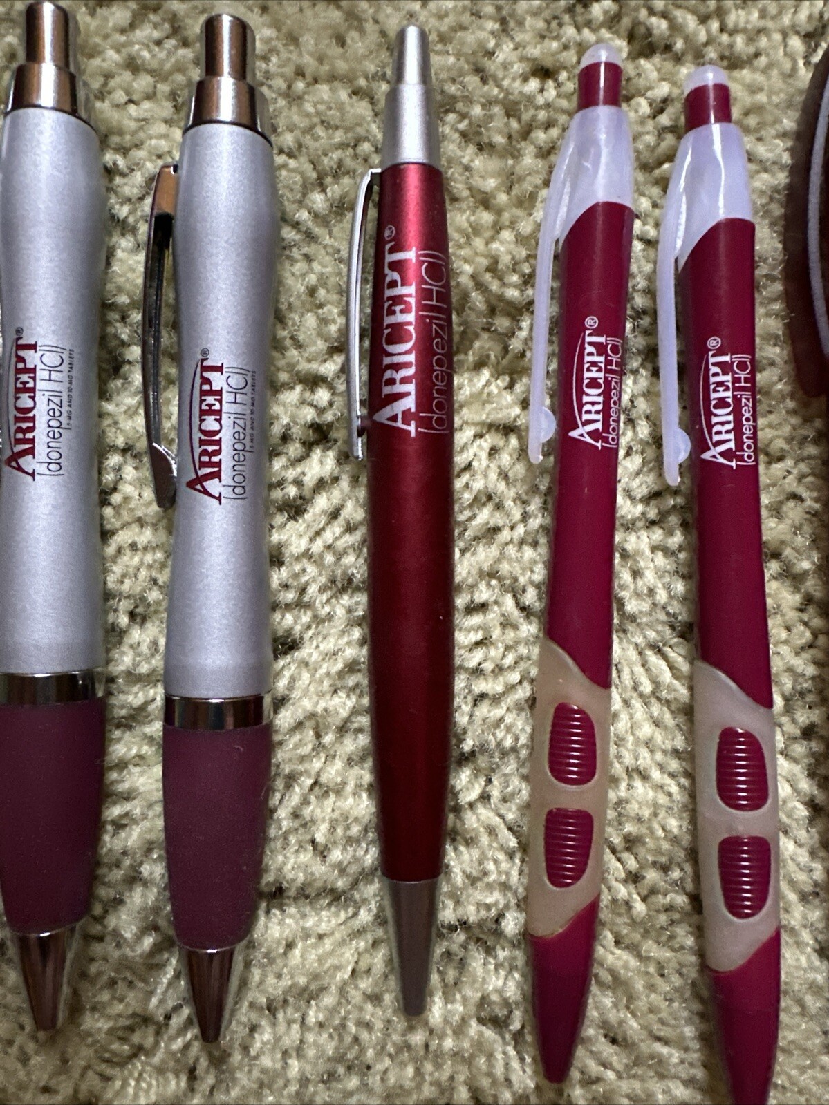 Aricept Drug Rep Pharmaceutical Promo Advertising 5 Metal & 3 Plastic Pens