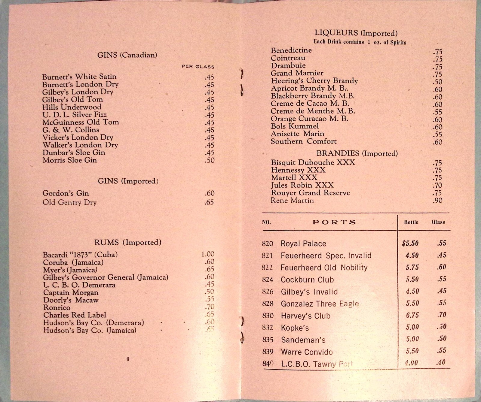 Chateau Laurier Hotel Menu 1950s Ottawa Canada Cocktail Wine Liquor List Vintage