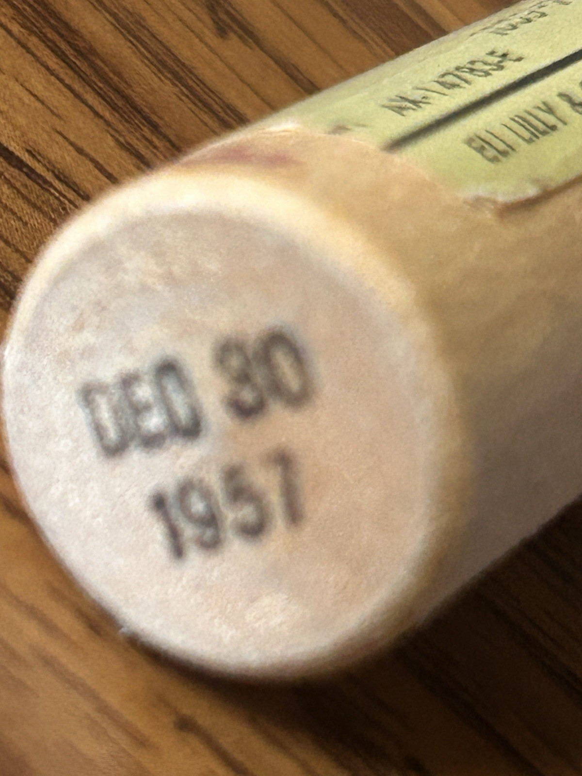 Vtg Small Pox Vaccine Wooden Vial Tube By Eli Lilly Dec 30 1957