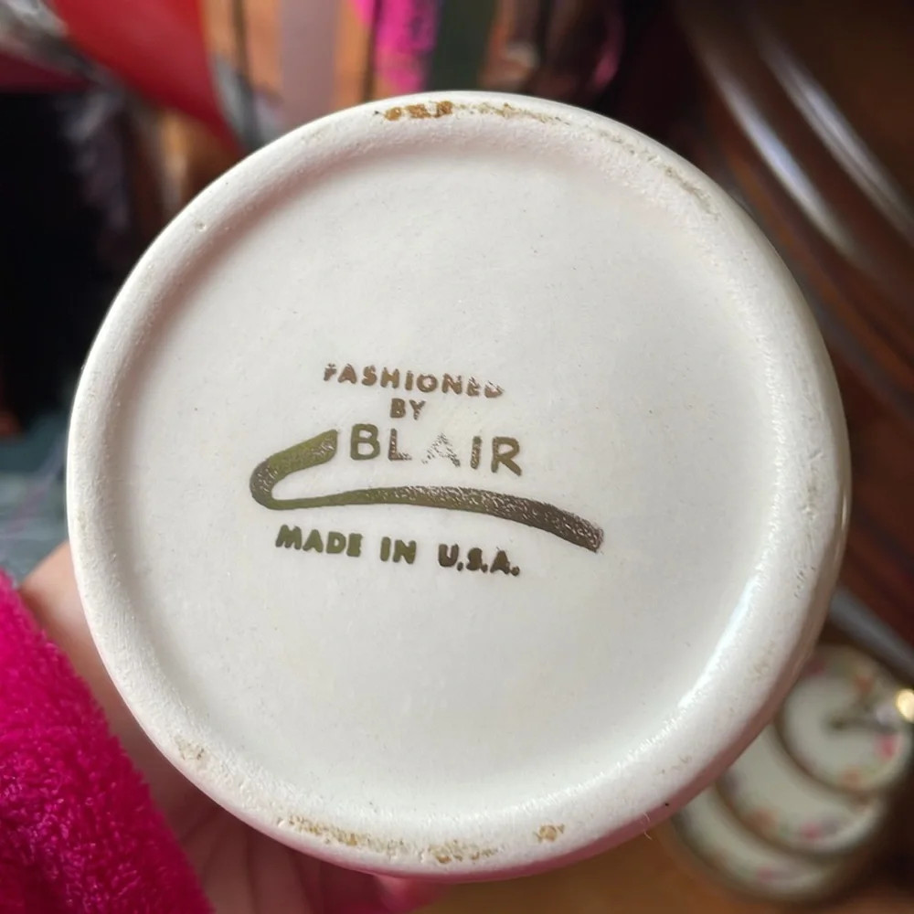 Fashioned by Blair Small Vintage Ceramic Apothecary Jar Gold Trim Acacia Senegal