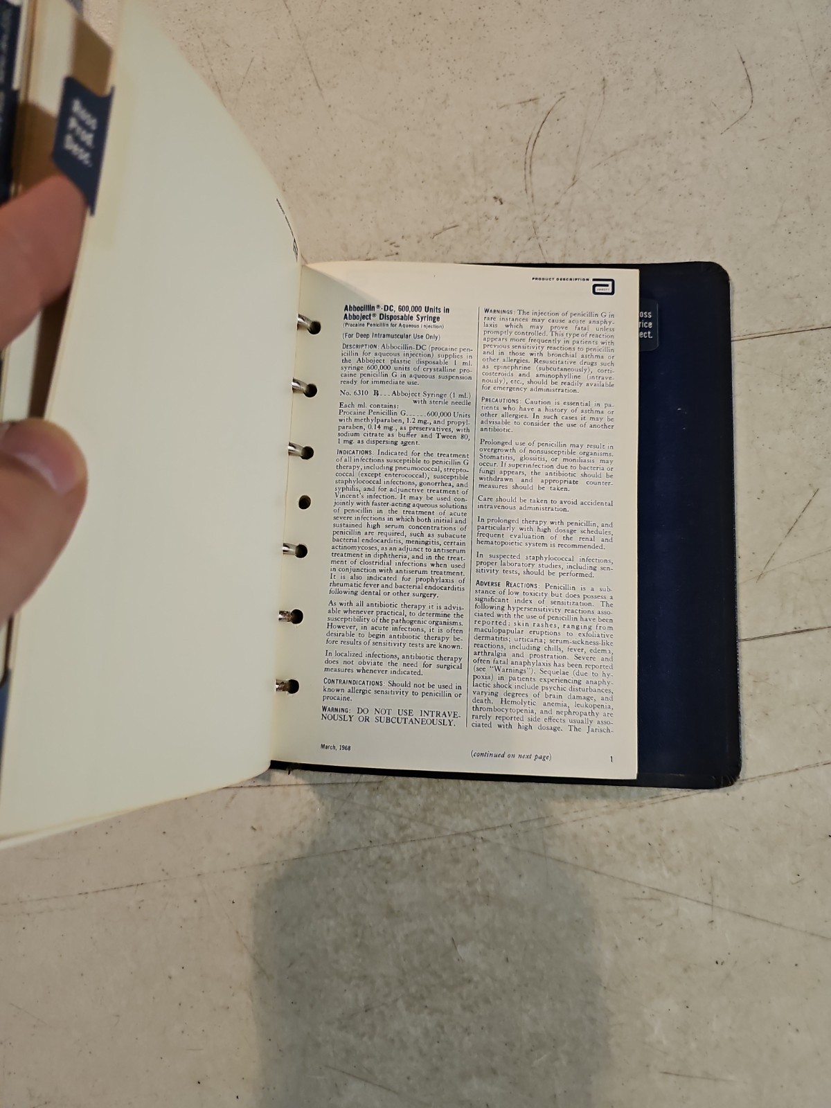 Vintage 1973 Abbott Laboratories Pharmaceutical Products Catalog In Binder