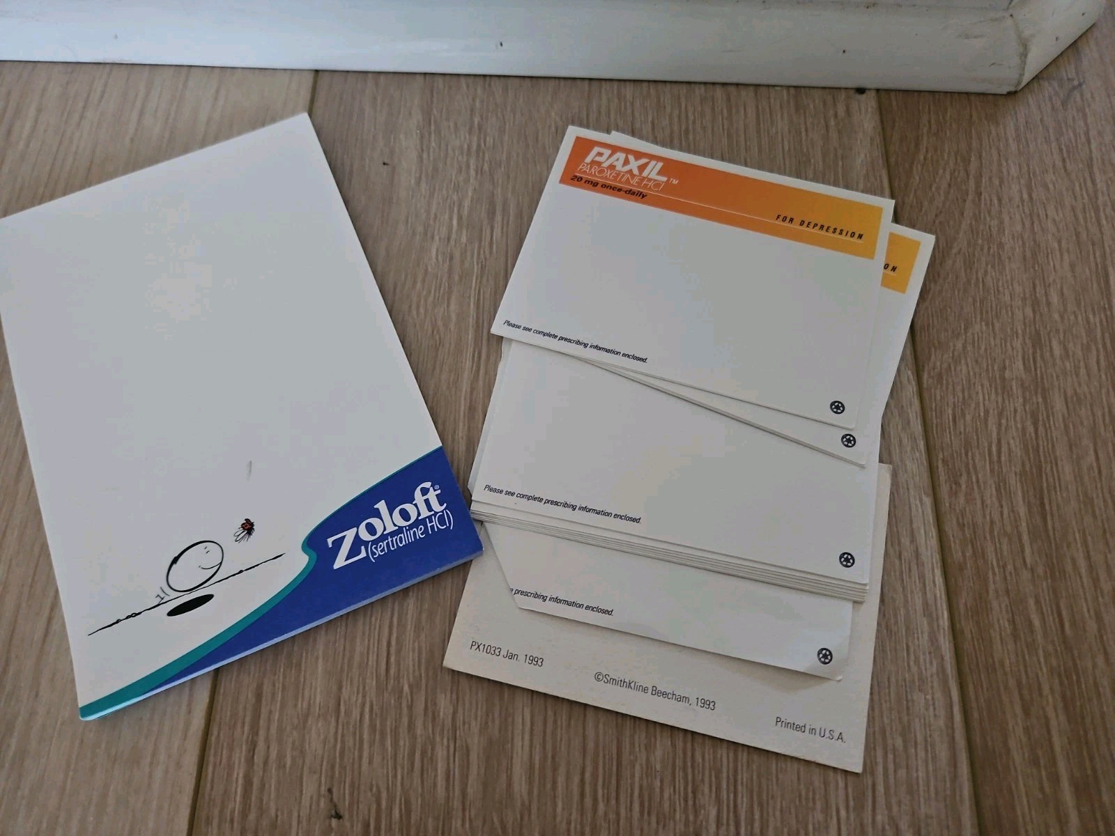 Vintage Zoloft Paxil Prescription Pharmaceutical Notepads Ad Promo drug Rep 90s