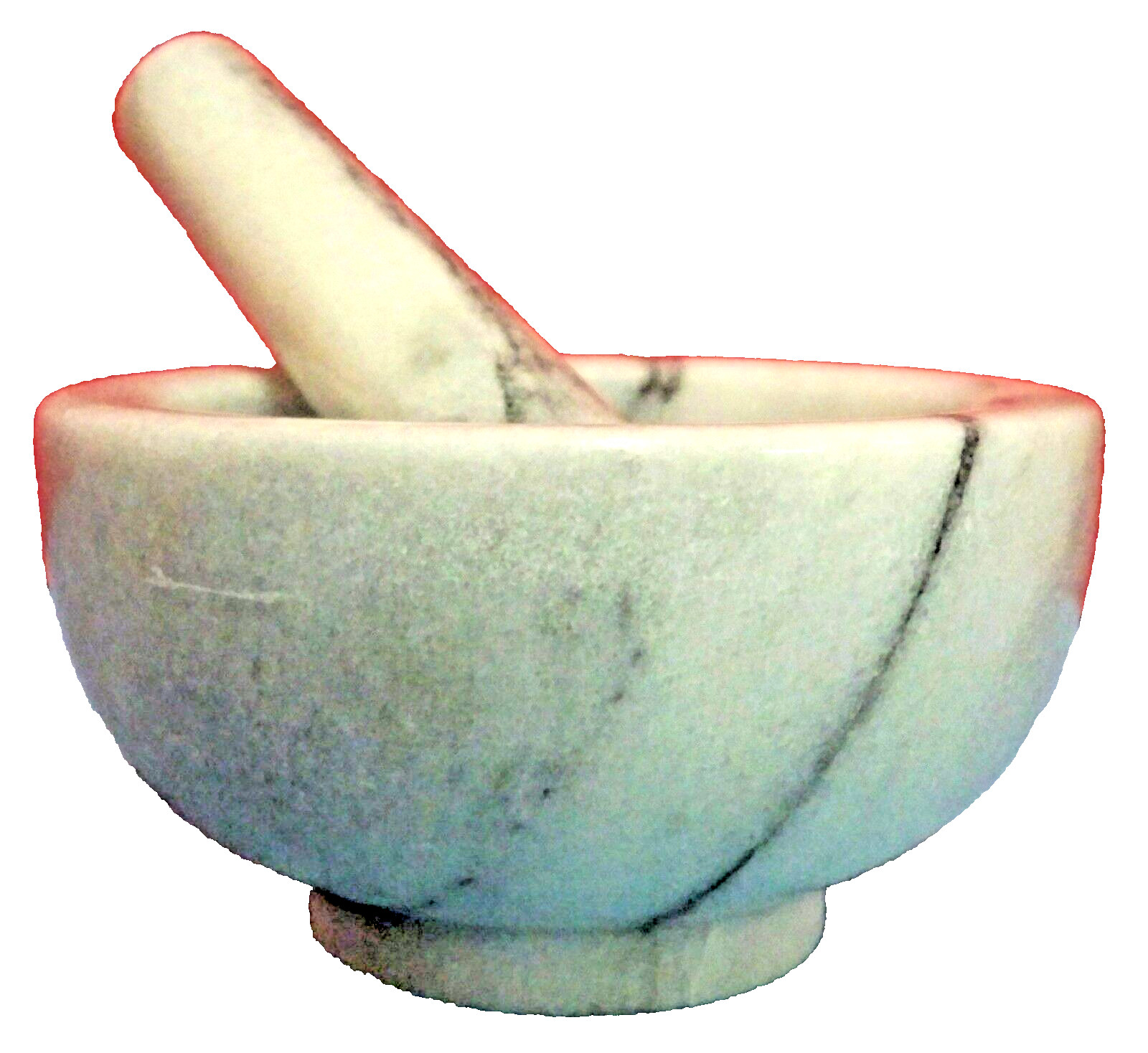 Marble Mortar & Pestle Gray White 4 1/2″ Diameter x 2 1/2″ High Clean Polished