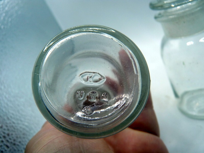 Vintage 4 Apothecary USA Medicine Bottles Jars WITH GROUND GLASS STOPPERS