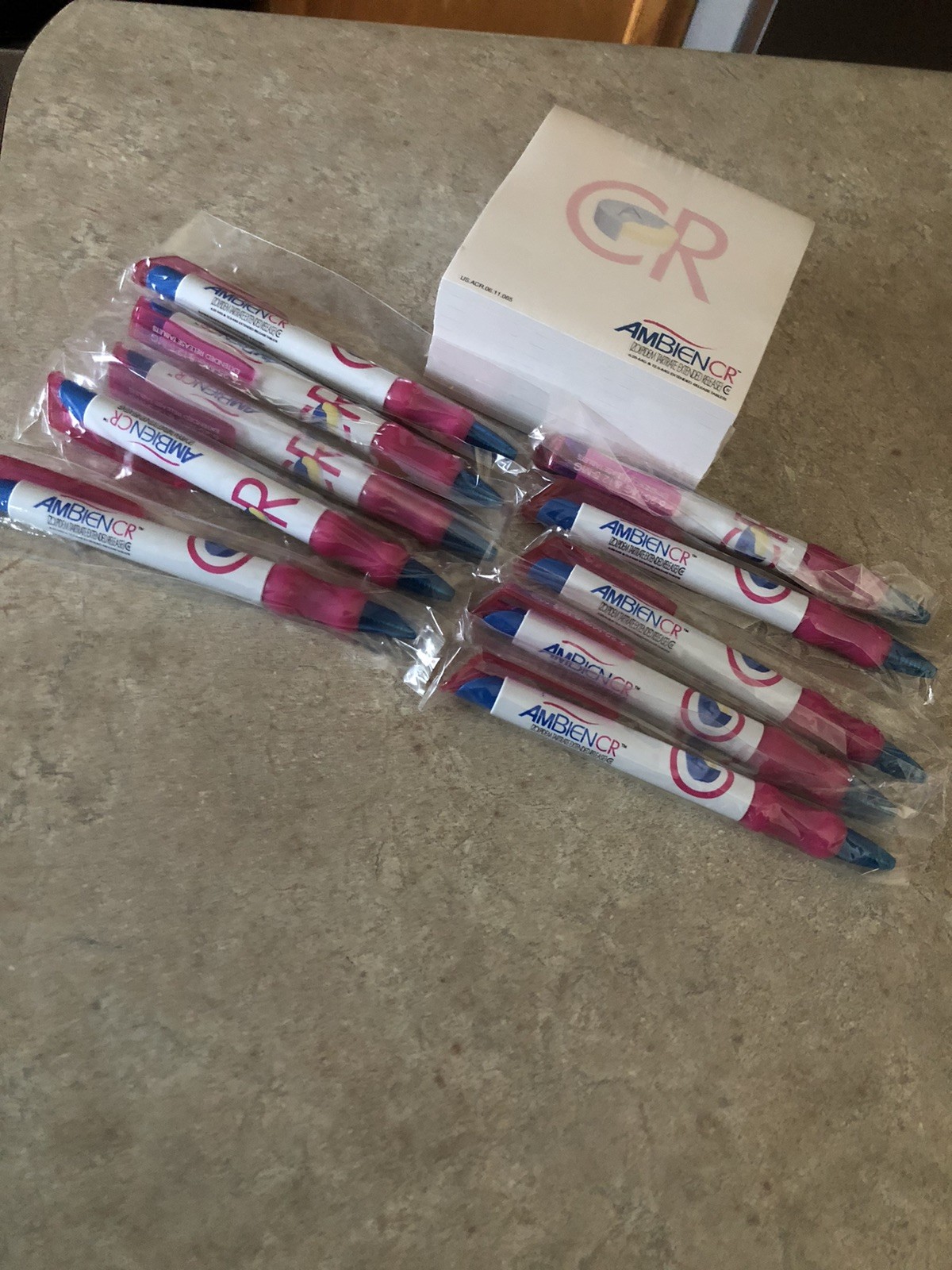 Ambien CR Pen & Sticky Note Bundle (10 pens and 10 sticky note pads) NEW Sealed