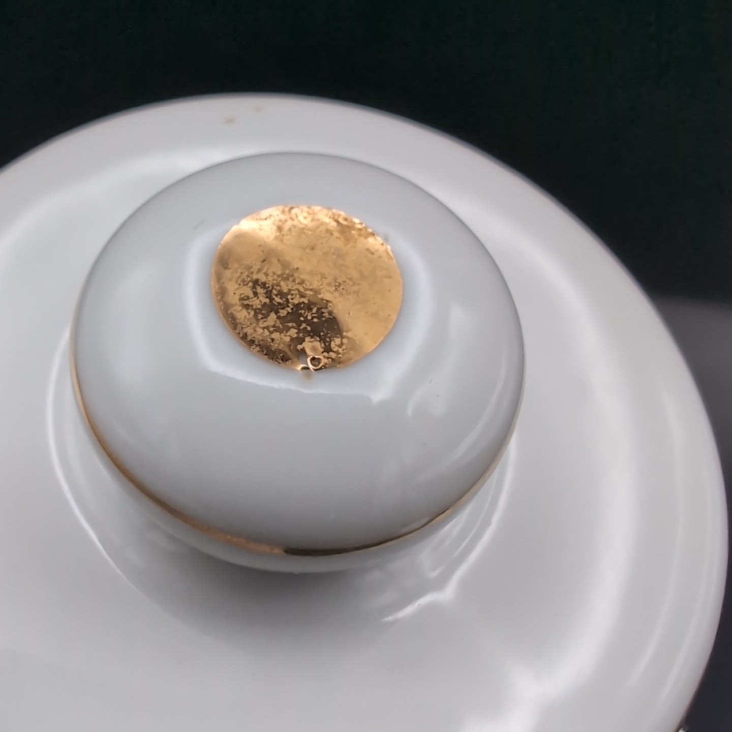 VTG Porcelain Apothecary Jar Vitamin Gold Trim DOM