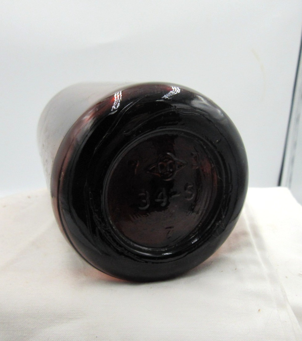 MM – 1940’s Eli Lilly Orange Peel Soluble Indianapolis 8″ Amber Medicine bottle