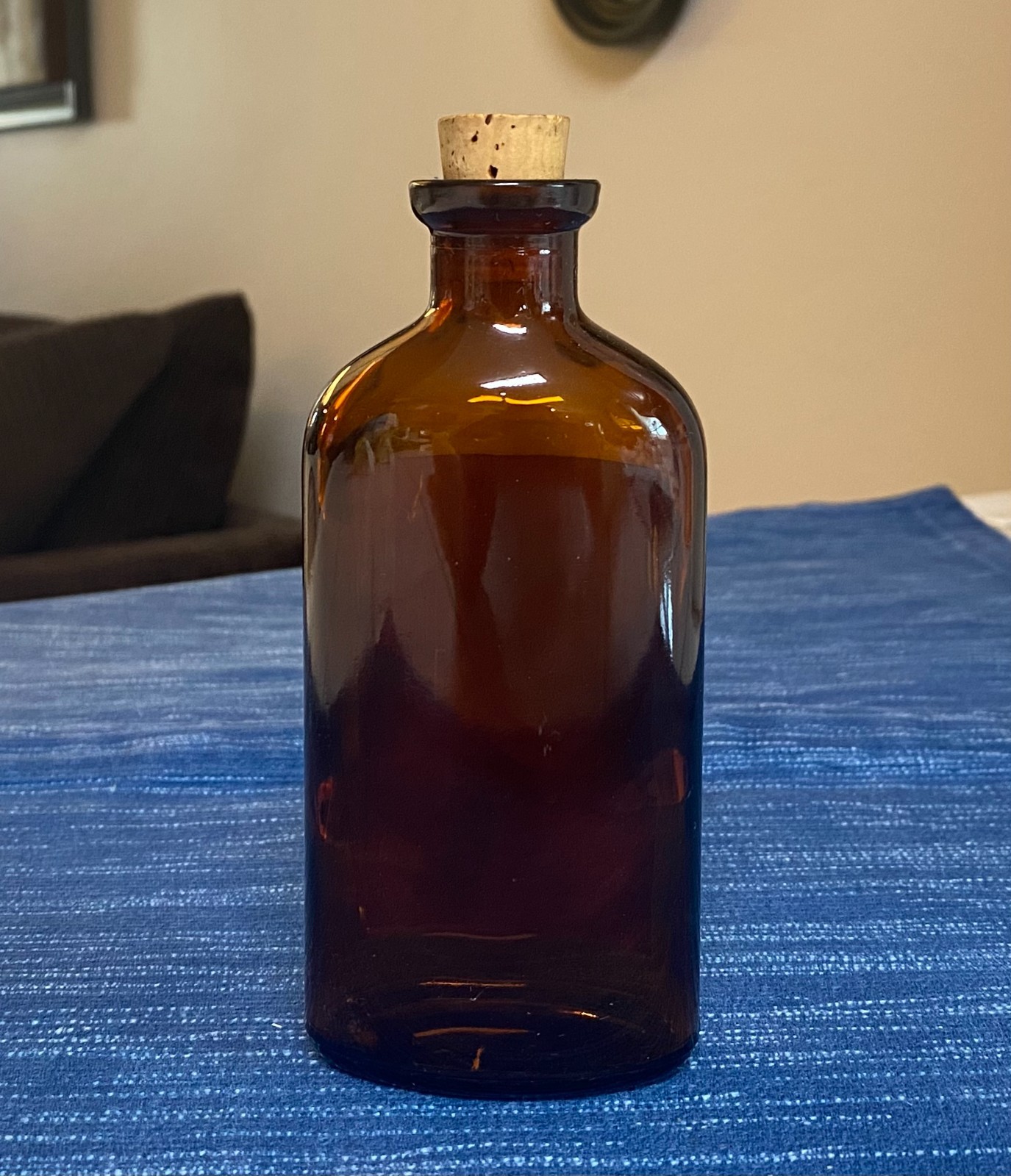 Vtg Upjohn Cheracol Codeine Amber Brown Bottle Apothecary Pharmacy Advertising
