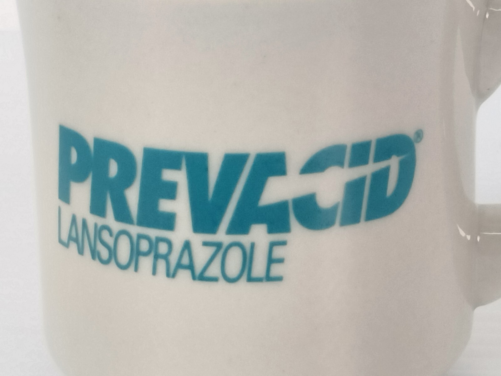 Prevacid Lansoprazole Mug Cup Pharmaceutical Advertising 3.25″ Teal & White