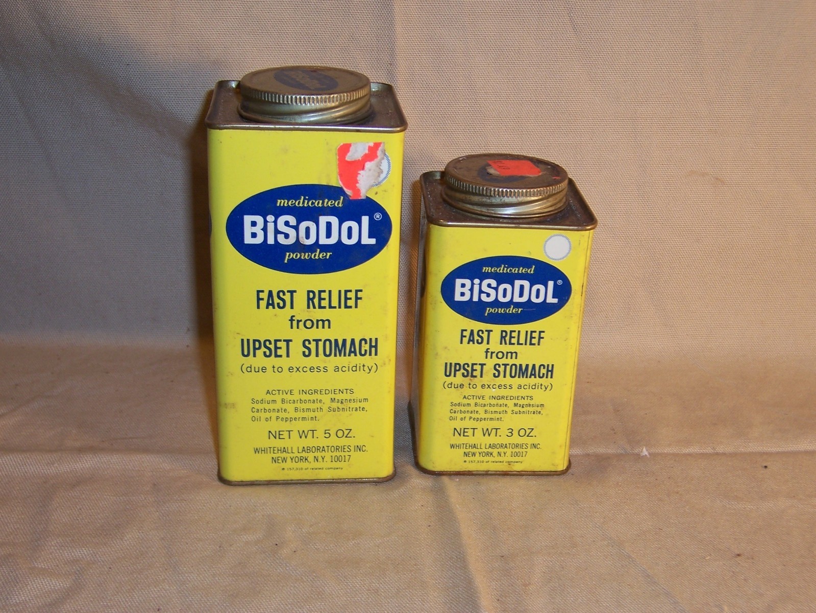 Vintage Advertising Medicine Tin Box BiSoDol New York Original Tin Display Decor