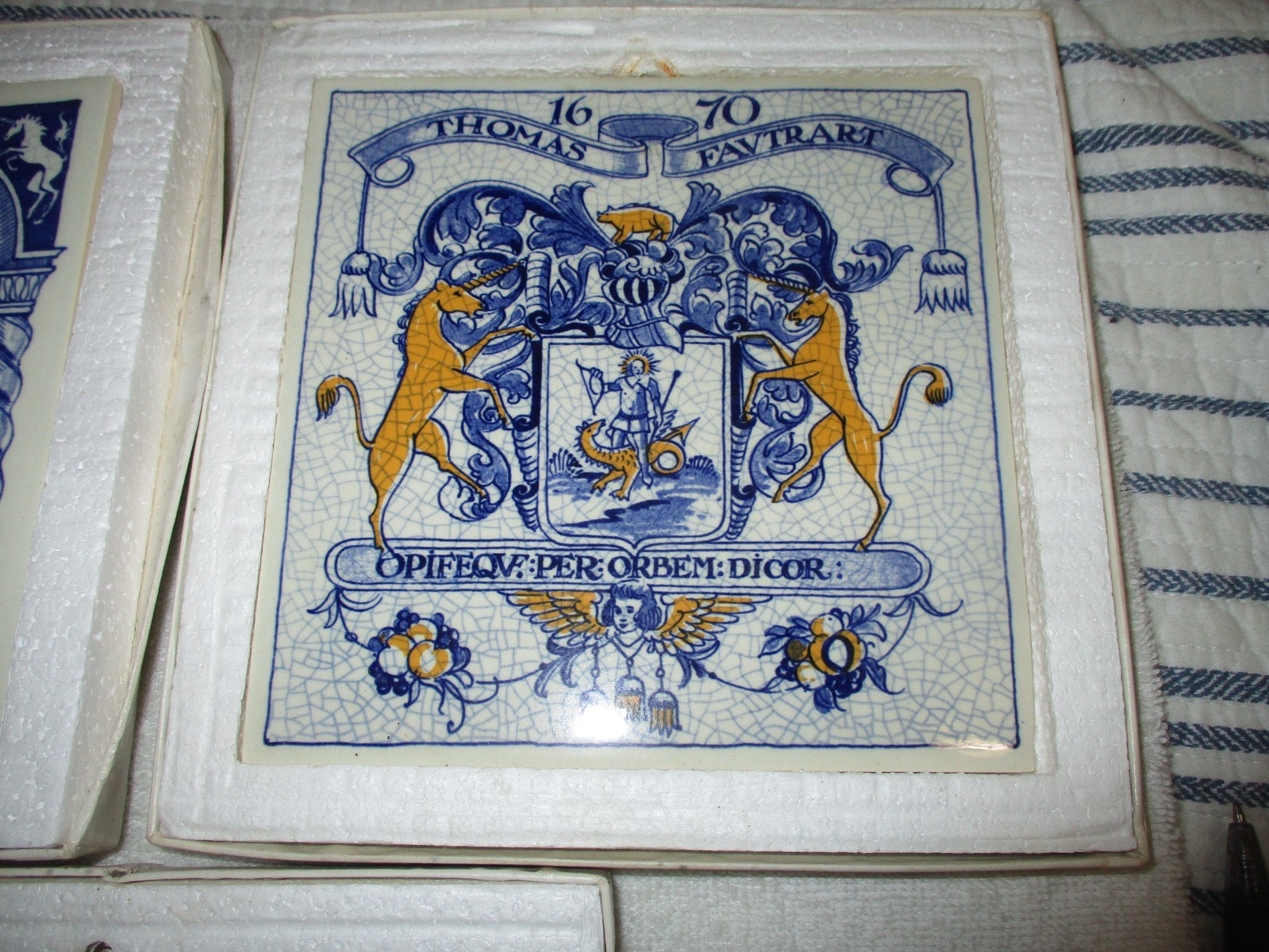 Lot of 3 Delft Holland Pharmacy 17th Century Design Burroughs Wellcome Co Tiles