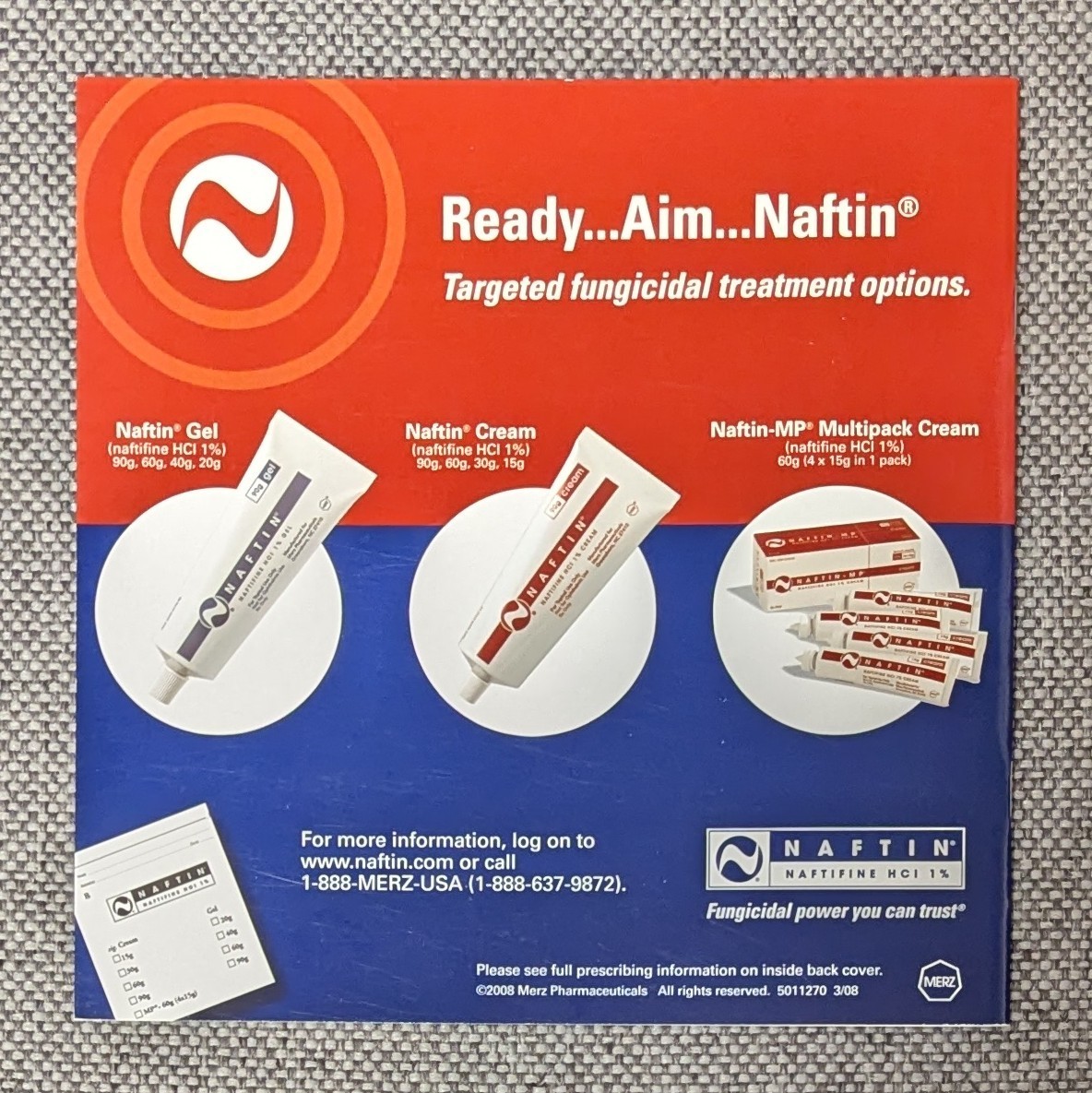 Drug Rep Promo Naftin Cream/Gel Advertising When Tinea Flares by Merz 2008