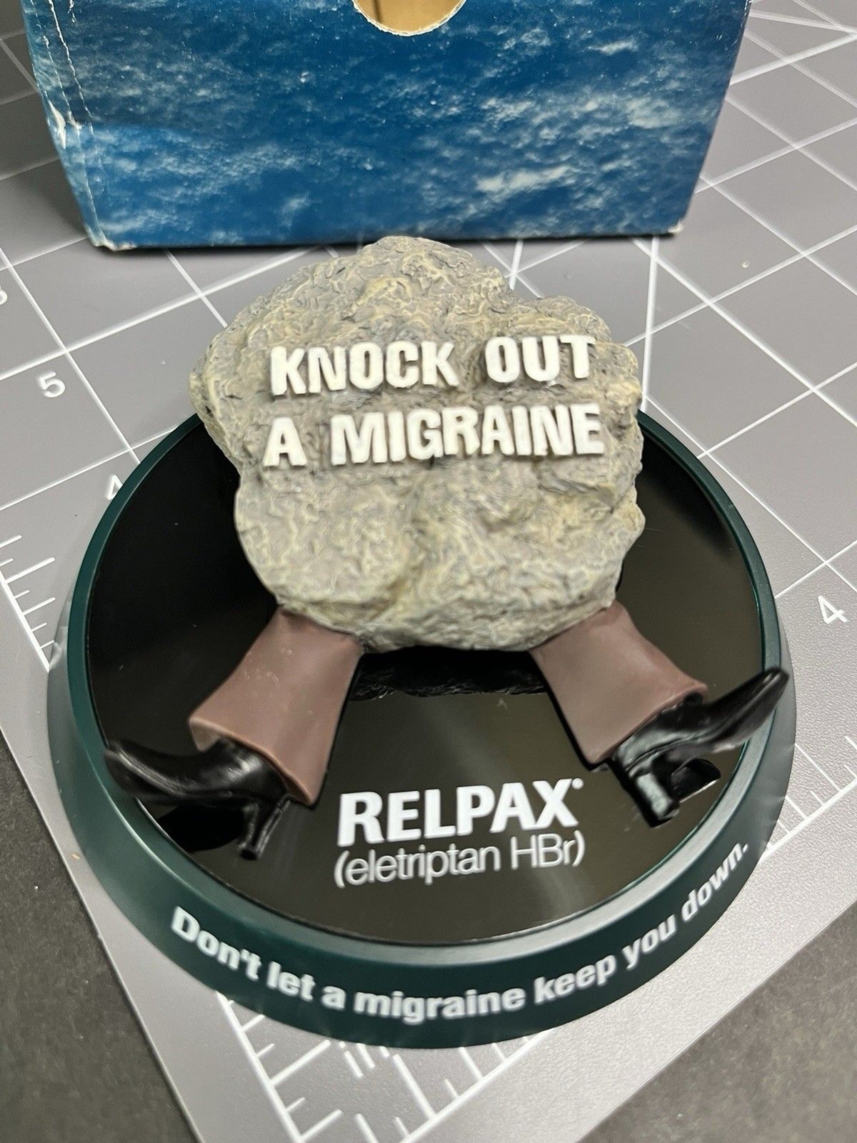 Pfizer RELPAX “Knock Out A Migraine” DRUG REP Paperweight Pharma HEADACHE Toy