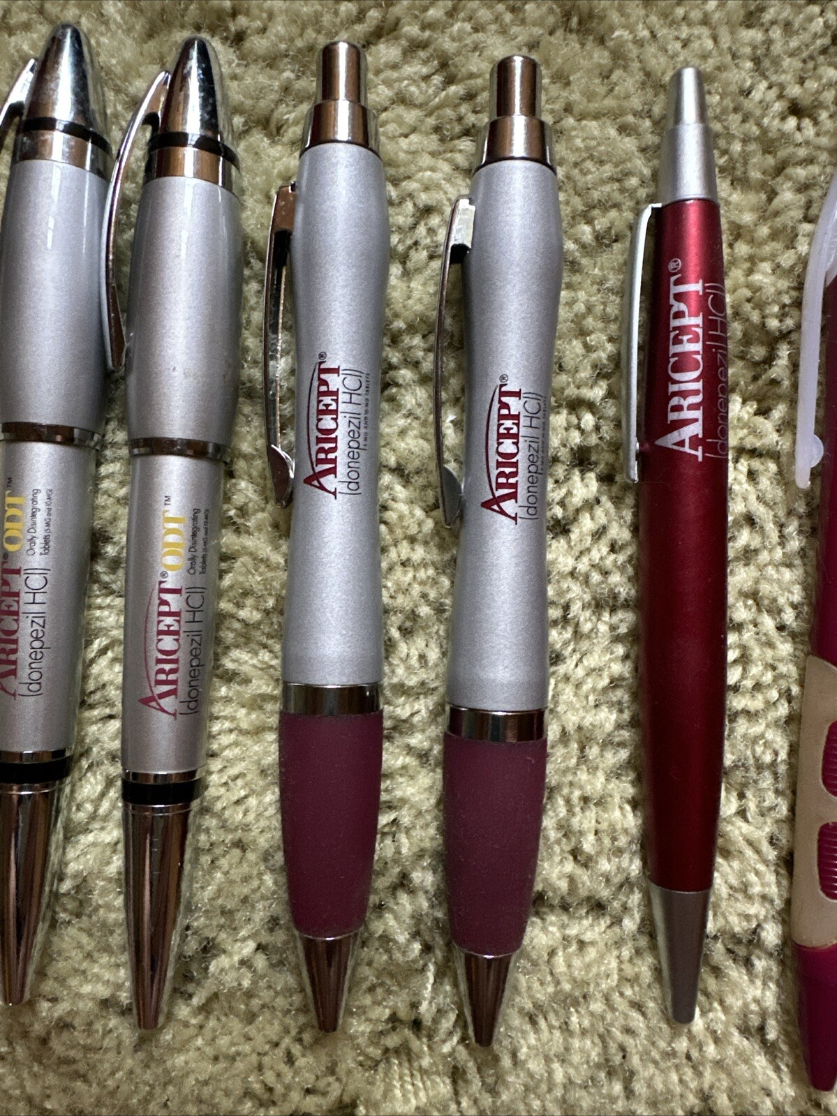 Aricept Drug Rep Pharmaceutical Promo Advertising 5 Metal & 3 Plastic Pens