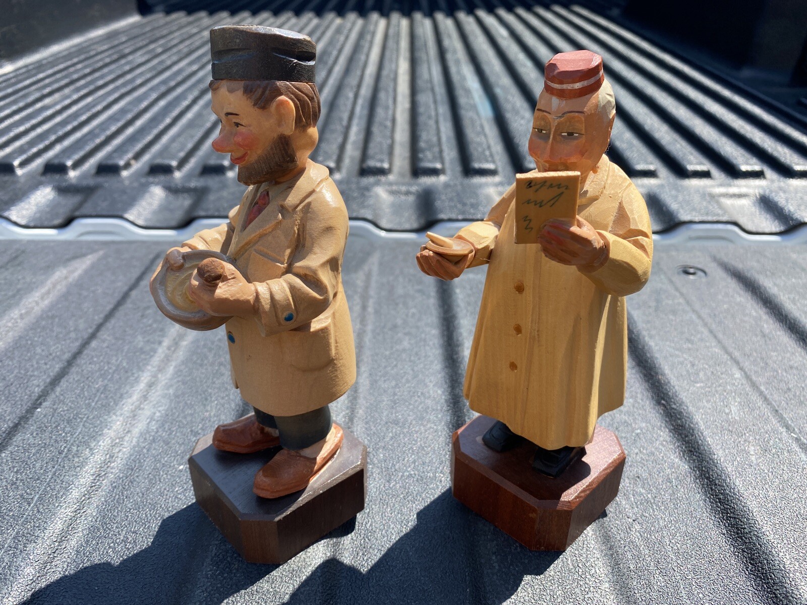 RARE Vintage Anri Italy Hand Carved Wood Pharmacist Figurines w Labels