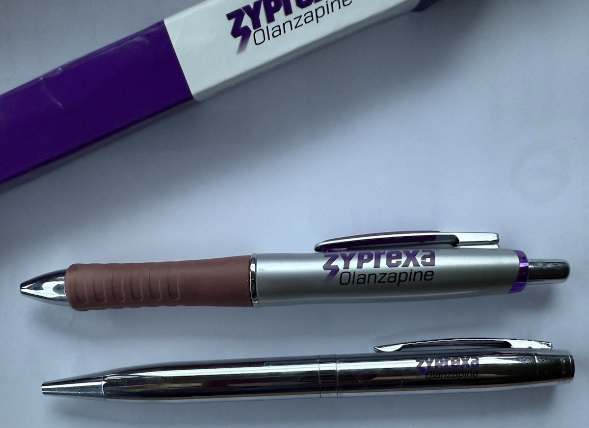 Lot of 2 Zyprexa Metal PENS Drug Rep Pharmaceutical Promo Advertising