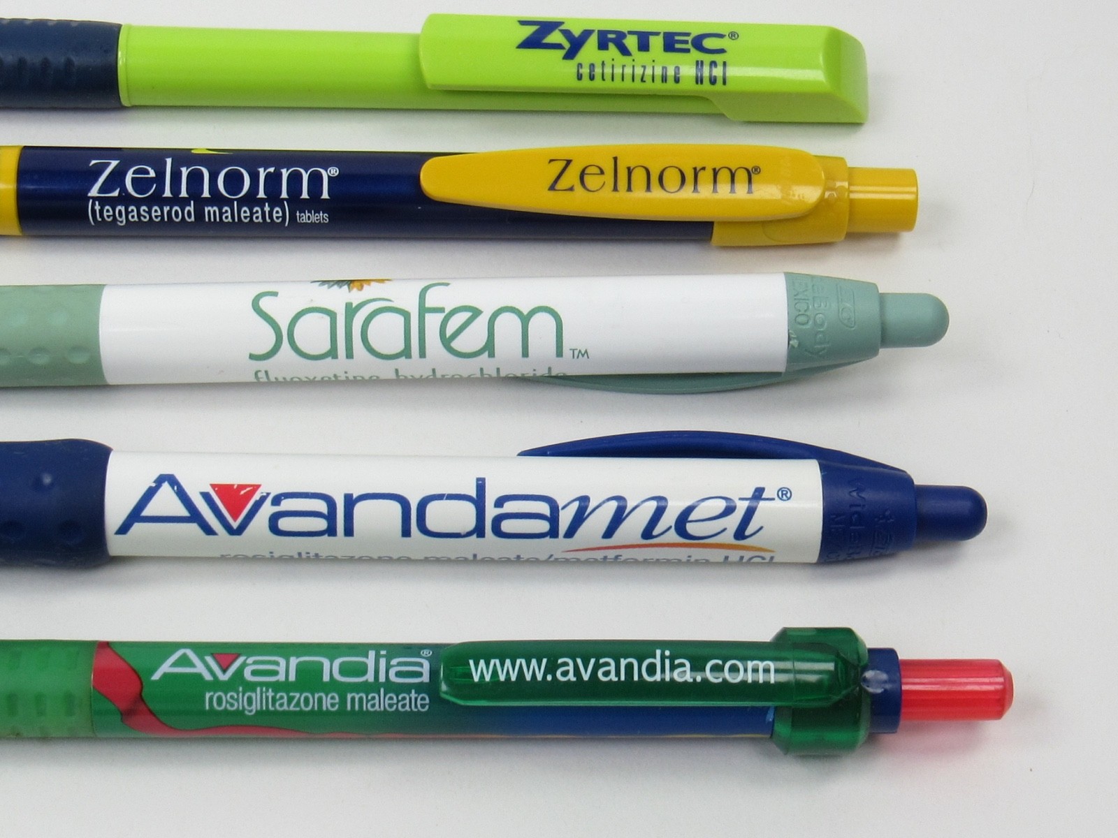 Lot 5 PENS Drug Rep Pharmaceutical Promo Advertising Avandia Sarafem Zelnorm +