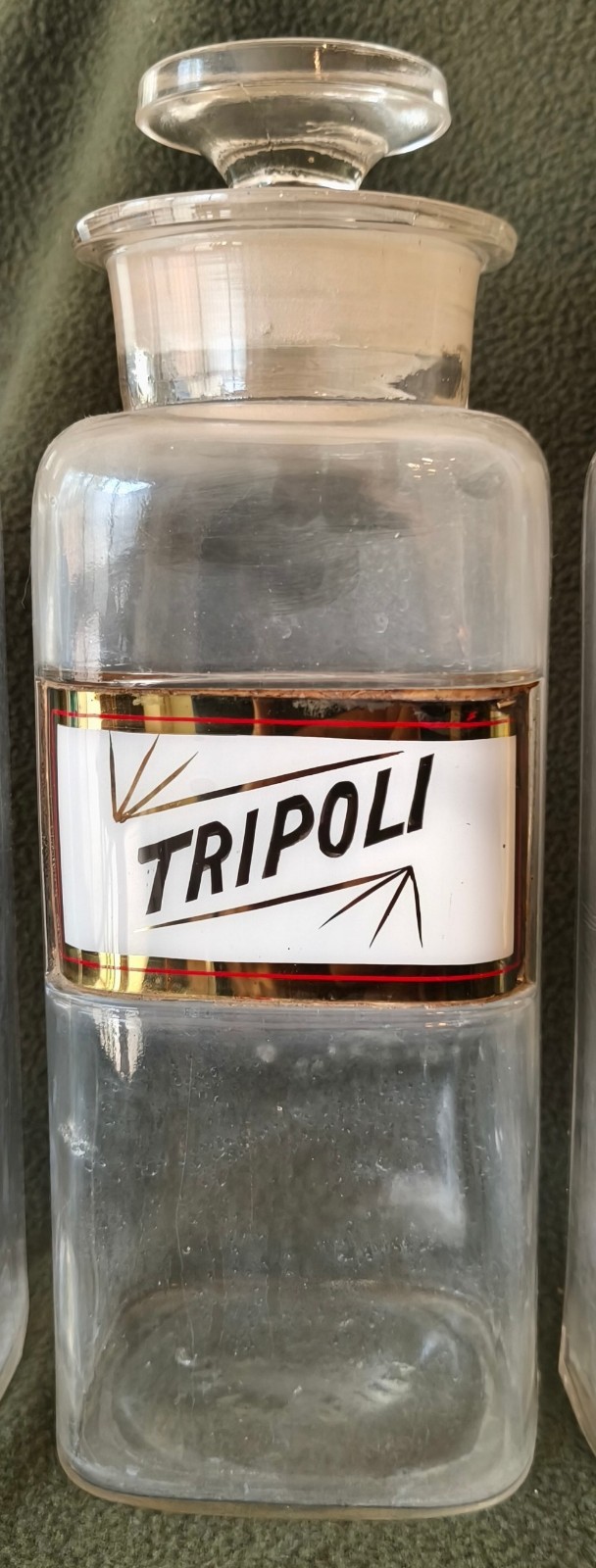 A LOT OF FOUR WT&CO CLEAR GLASS PHARMACY BOTTLES.GLASS LABELS