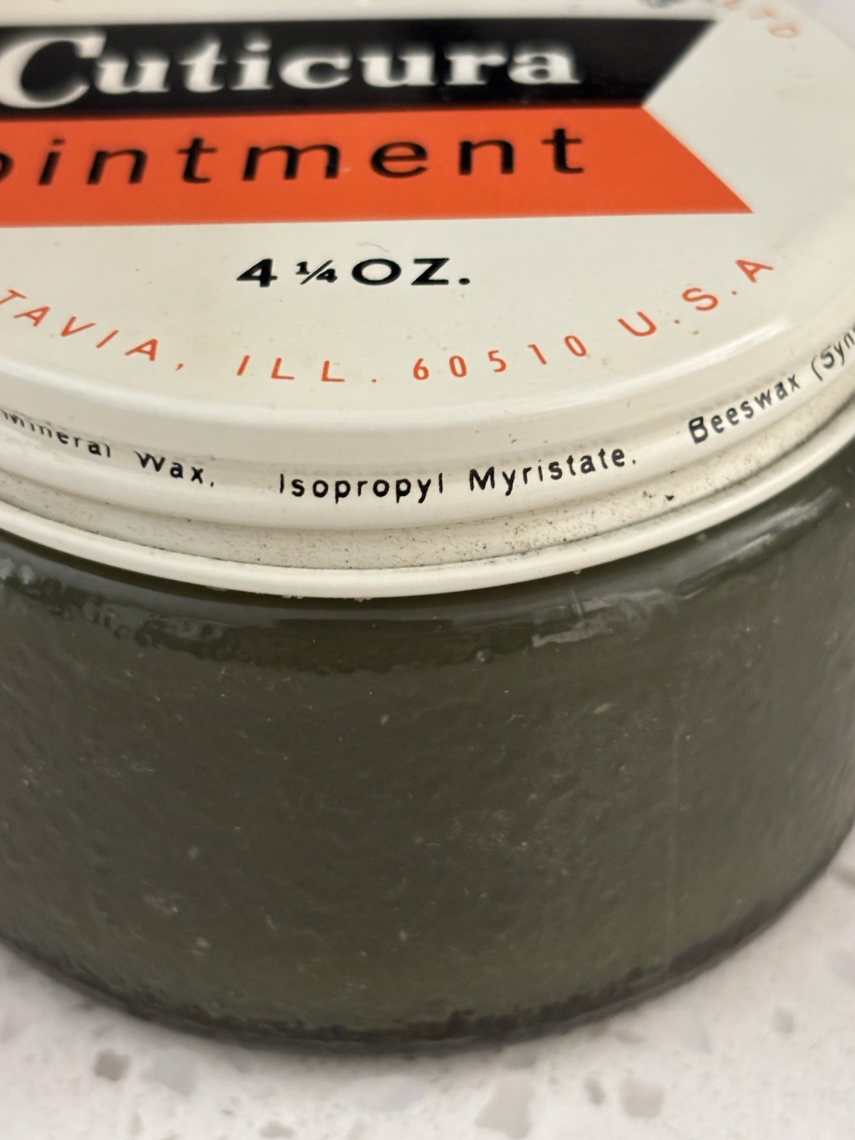 VTG Cuticura Ointment 4 1/4oz Full W/box Purex Corp. RARE Metal Lid Glass Jar