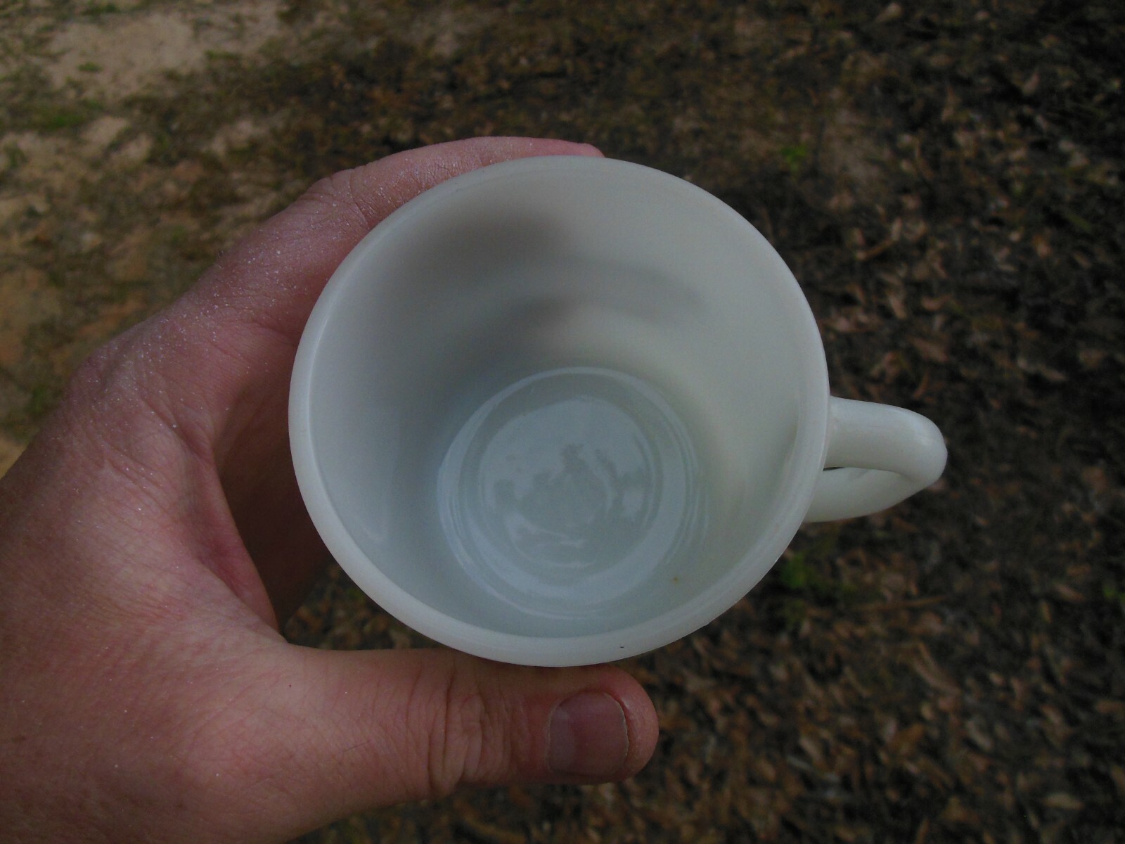 Anchor Hocking Milk Glass Coffee Mug Cup Charter Woods Pharmacy Dothan Alabama