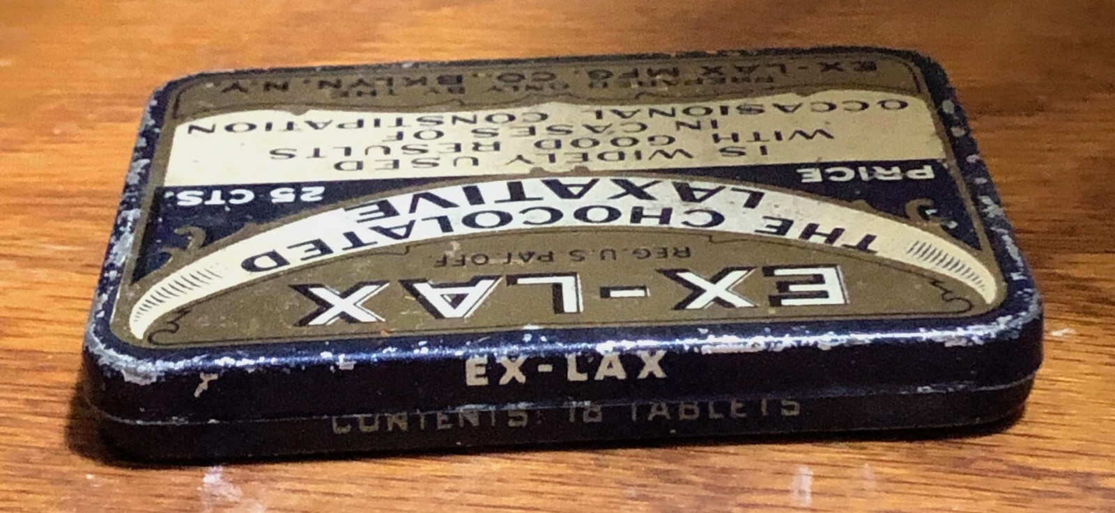 Antique Ex-Lax Tin 1930 Original Chocolate Laxative Pharmacy Medicine RX Medical