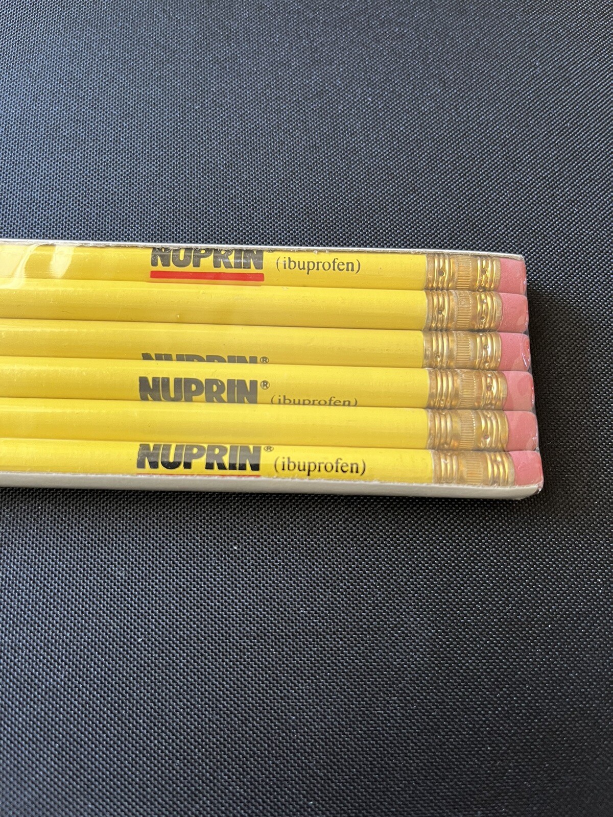Nuprin Ibuprofen Yellow Pencils Pharmaceutical Drug Rep Vintage