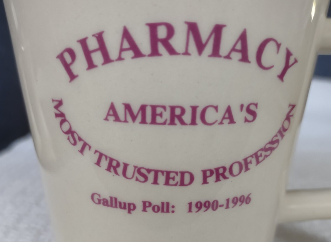 PHARMACY ADVERTISING MUG ~ Claritin ~ Heavy Off-White Pottery ~ Made in USA