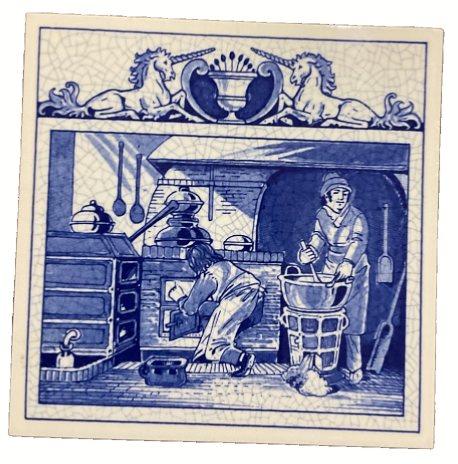 Delft Dutch Burroughs Wellcome Blue White Pharmacy Tiles set of 2