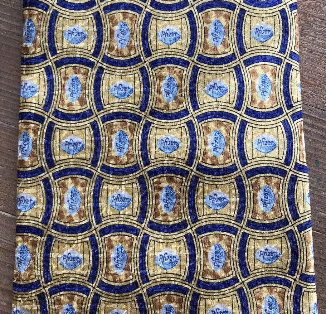 PFIZER VIAGRA TIE PHARMACEUTICAL DRUG REP GOLD BLUE