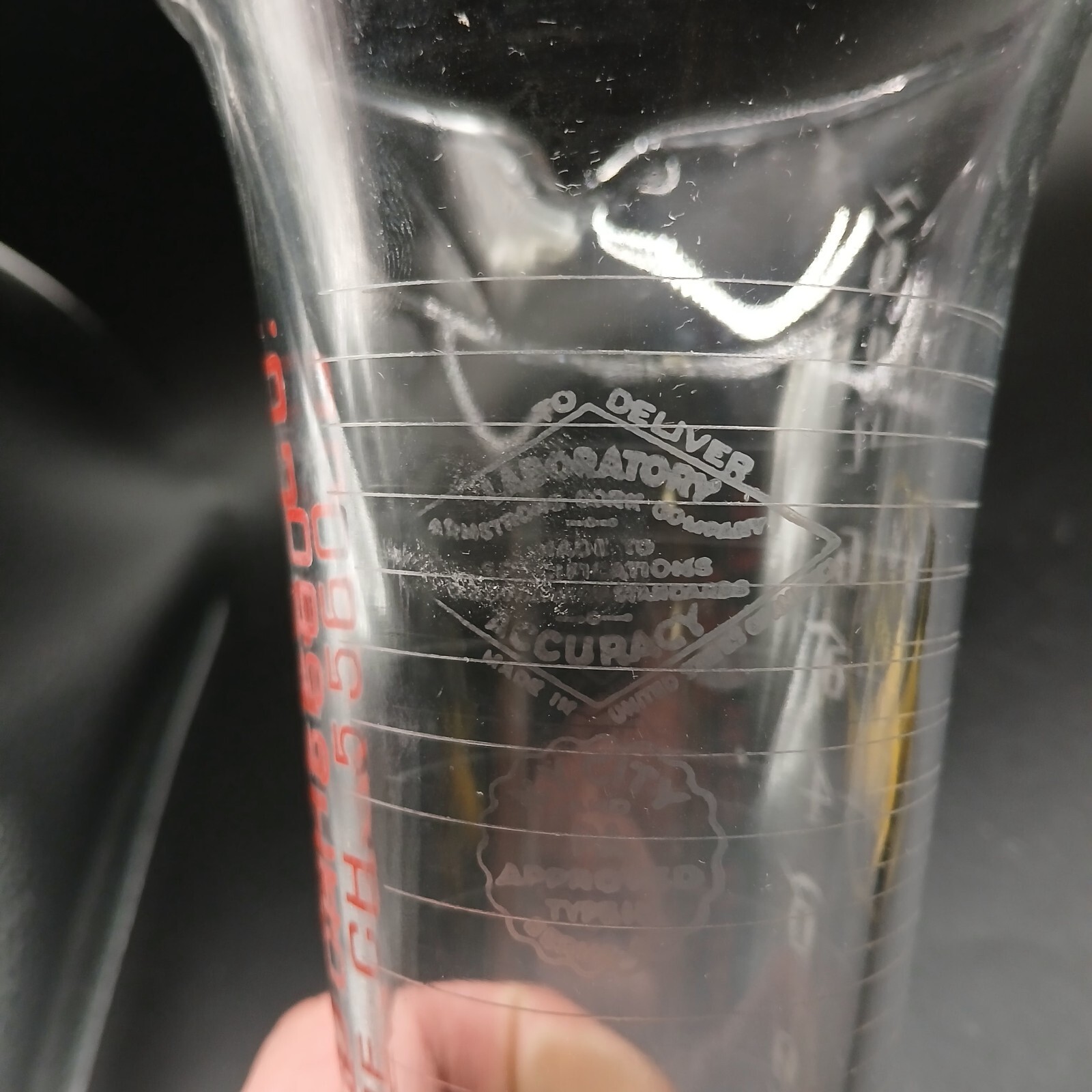 Vintage Advertising Apothacary 8 0z Glass Etched Laboratory Beaker-Larned Sales