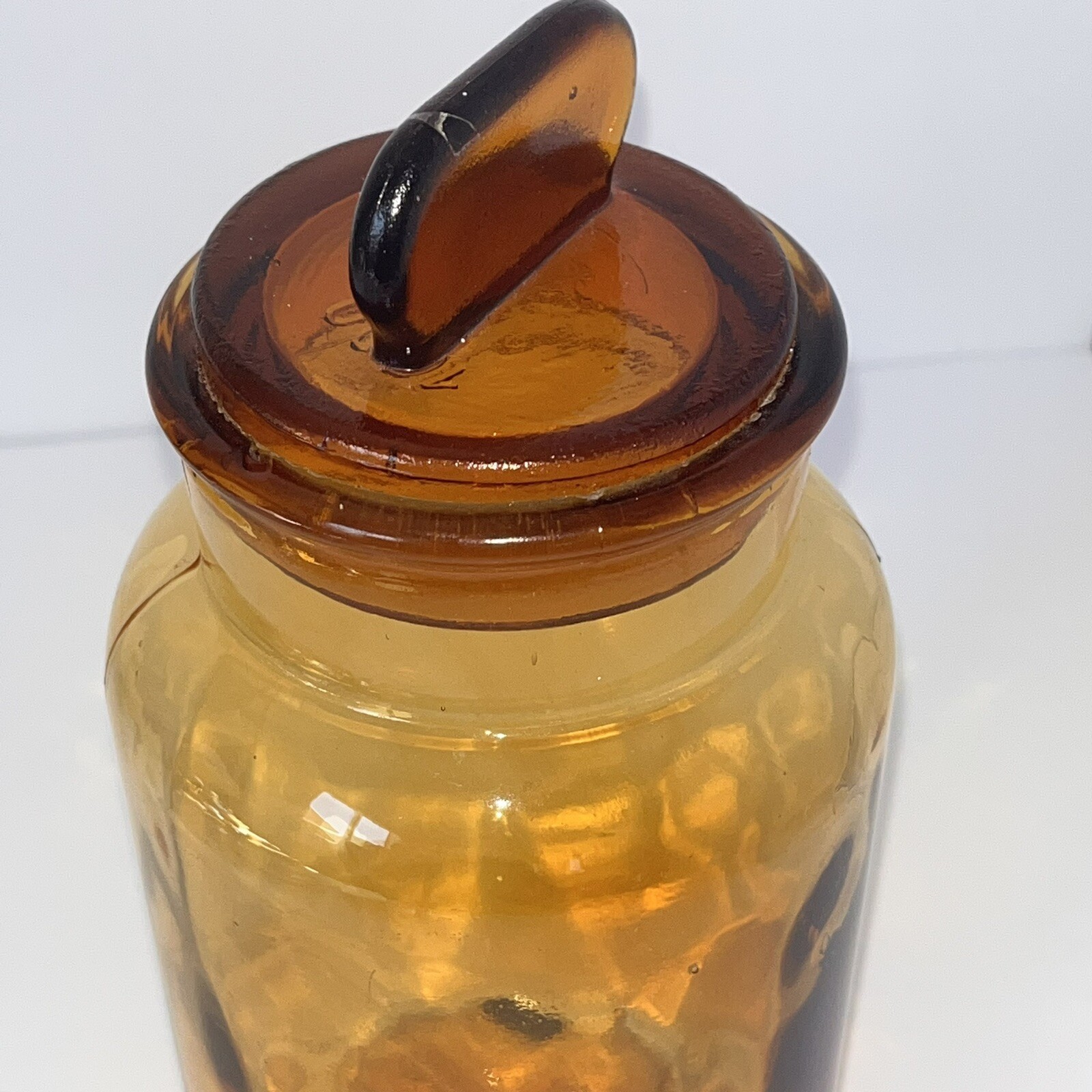 Antique Amber Pharmacy Drug Store Glass Apothecary Jar Bottle Marked 1000 8.5”H