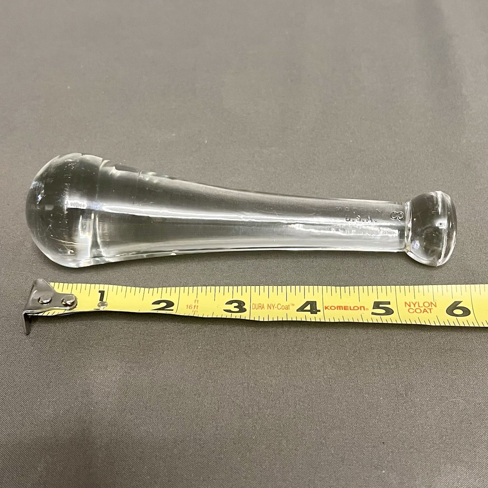 VTG Clear Glass Pestal #8 Apothecary Pharmacist Made In USA Solid